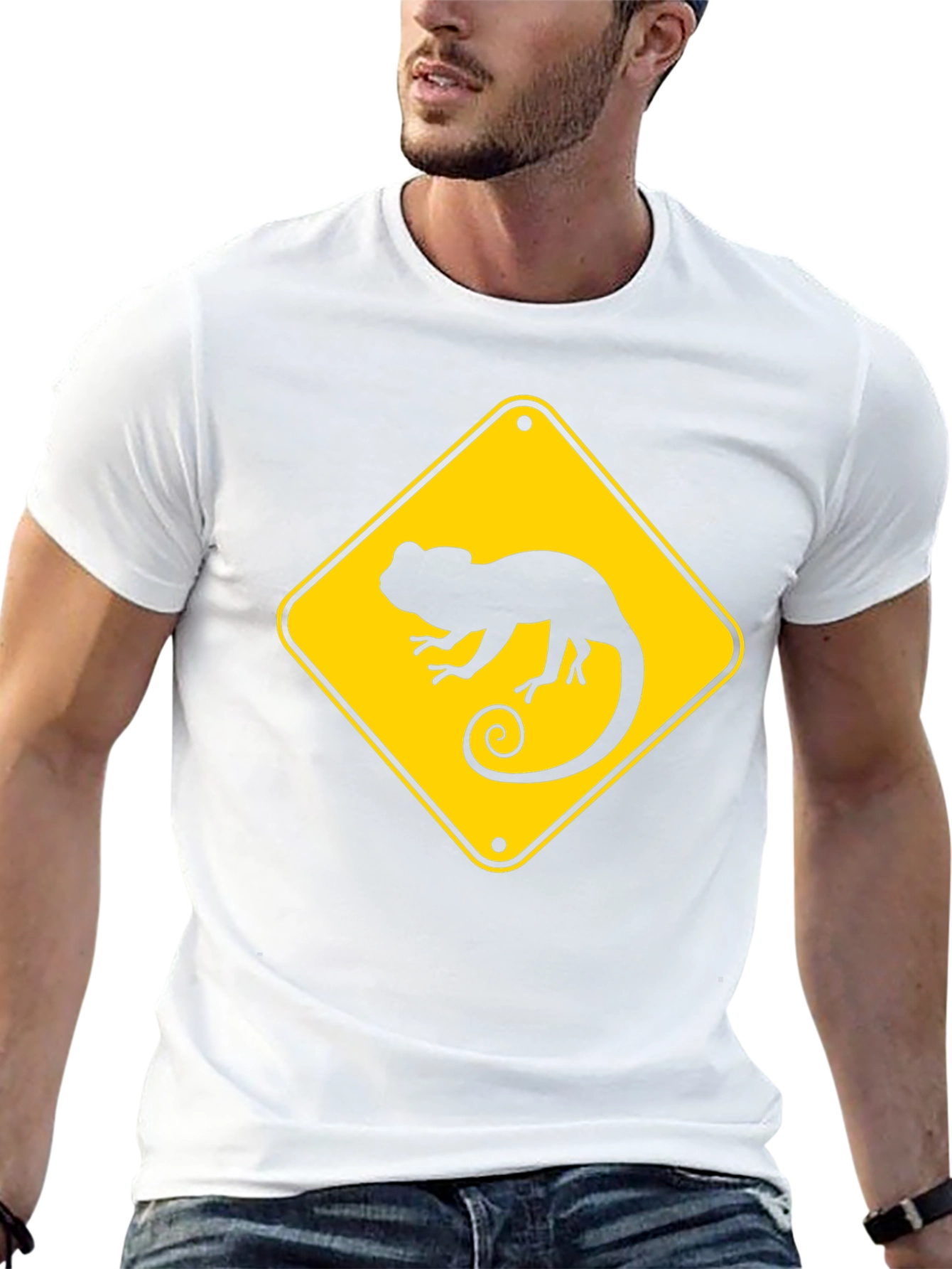 Chameleon Crossing T-Shirt - Black Crew Neck Tee