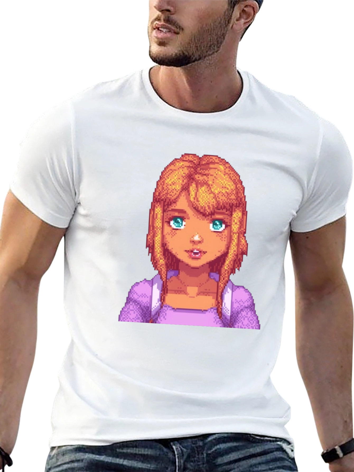 Stardew Valley Abigail Pixel Art Black T-Shirt