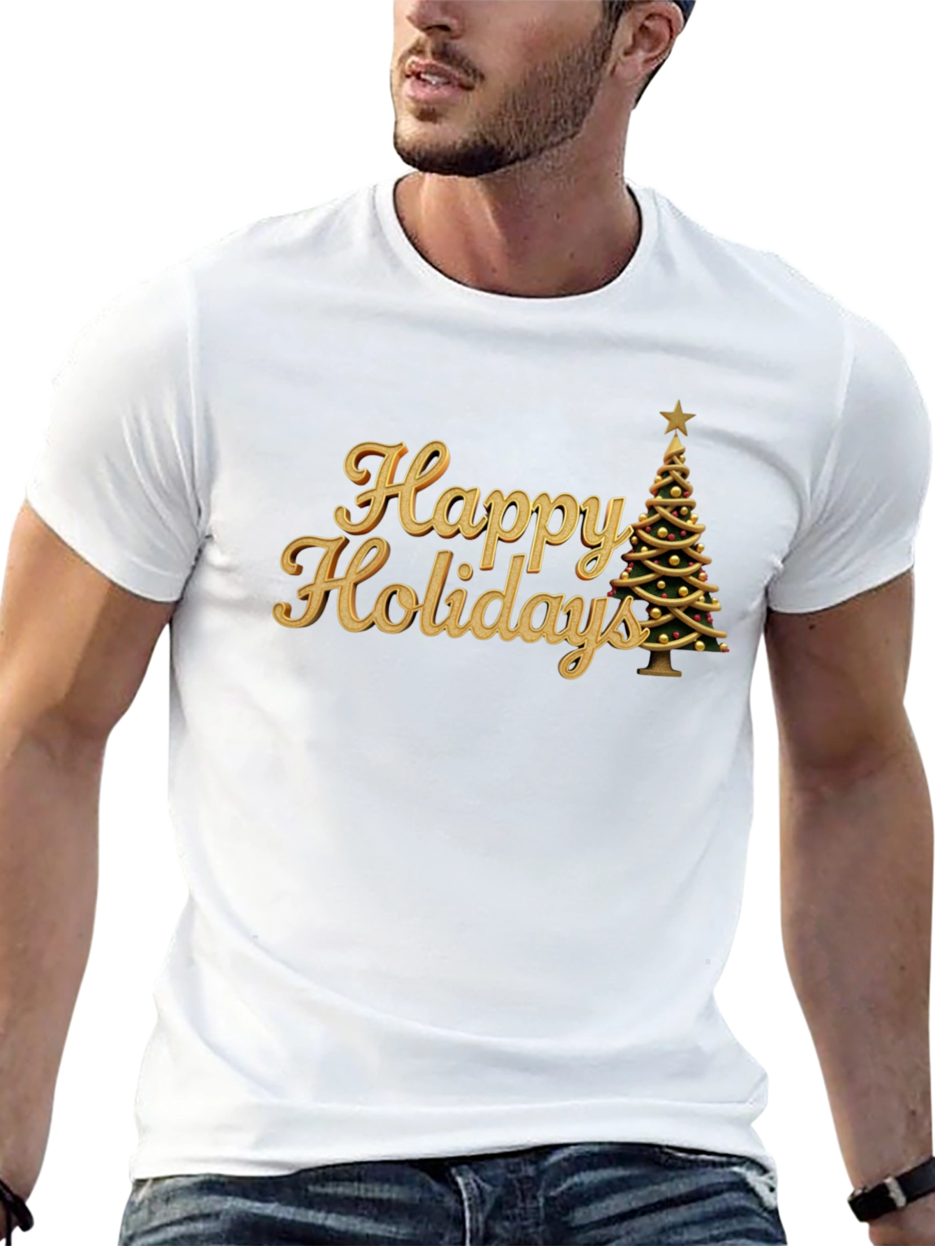 Happy Holidays Christmas Tree Graphic T-Shirt
