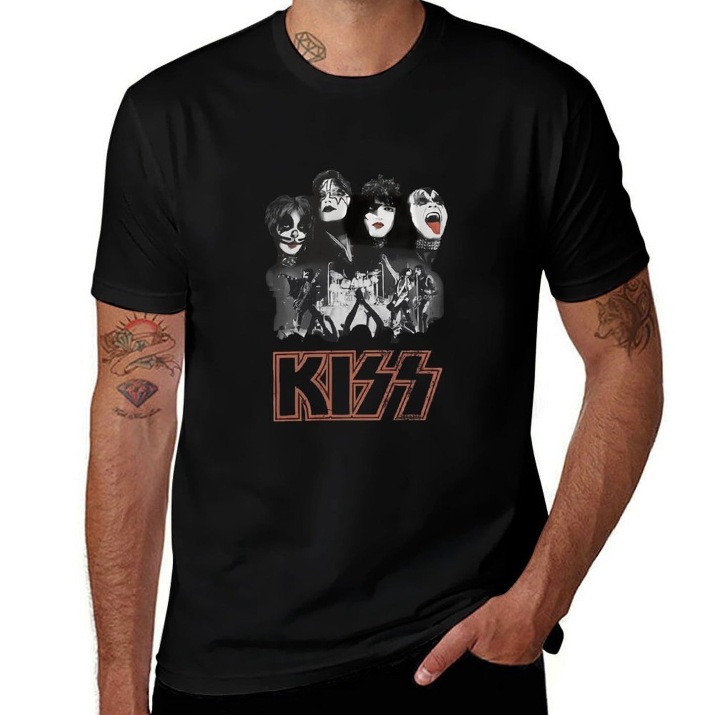 Unisex Graphic Rock Band T-Shirt – Black Crew Neck Casual Tee with Vintage Concert-Inspired Print, Regular Fit Short Sleeve Top, Machine Washable Music Fan Apparel