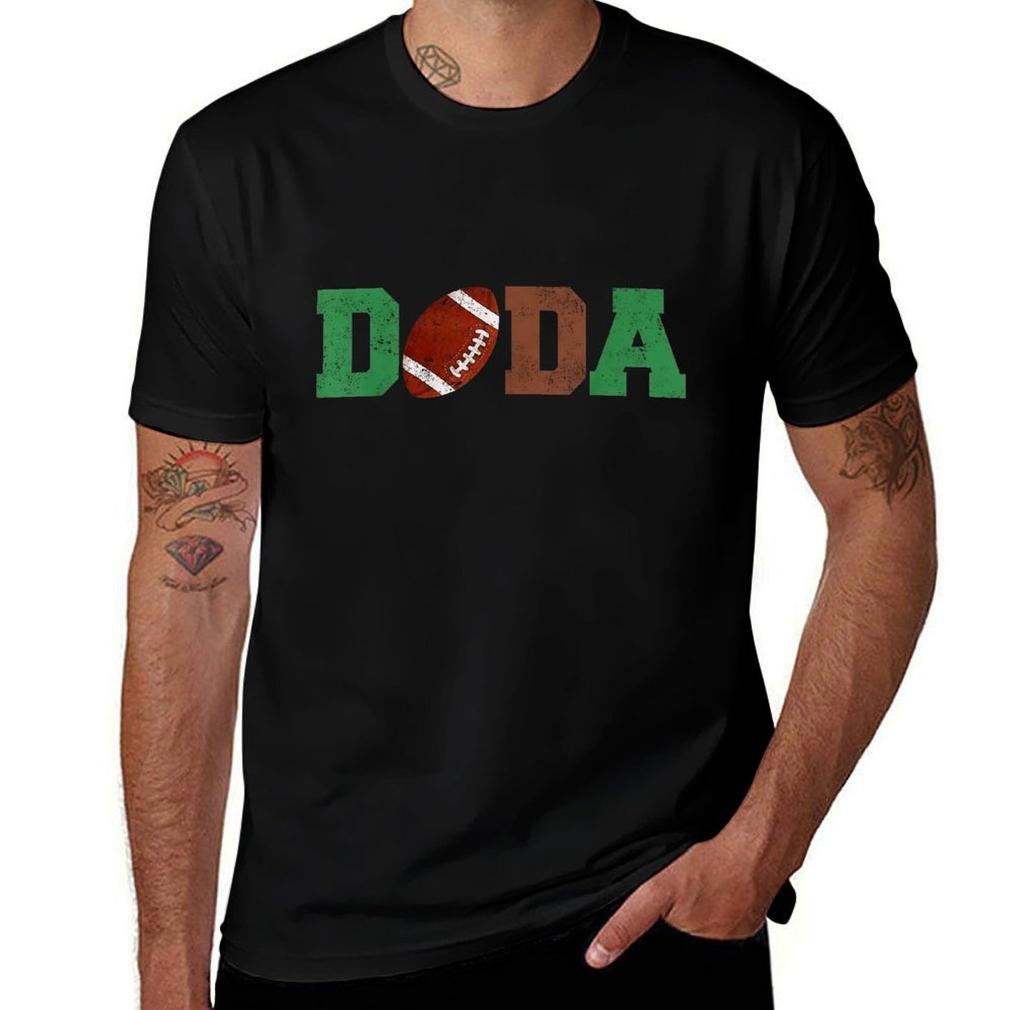 100% Cotton Men’s “DADA” Football Graphic T-Shirt – 1st Year Down Dad Birthday Party Tee, Soft Crew Neck Short Sleeve Casual Top for Fathers, Game Day Family Outfit