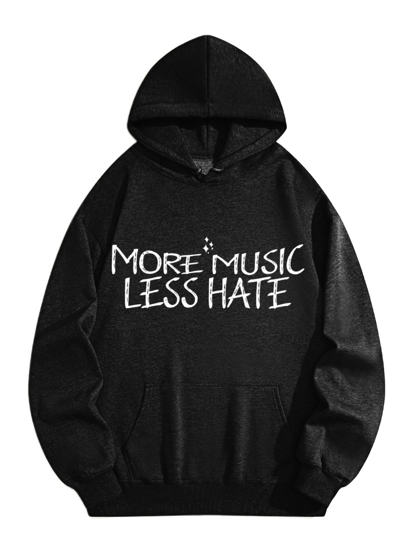 More Music Less Hate Hoodie – Positive Message Graphic Pullover for Music Lovers, Unisex Casual Streetwear Sweatshirt