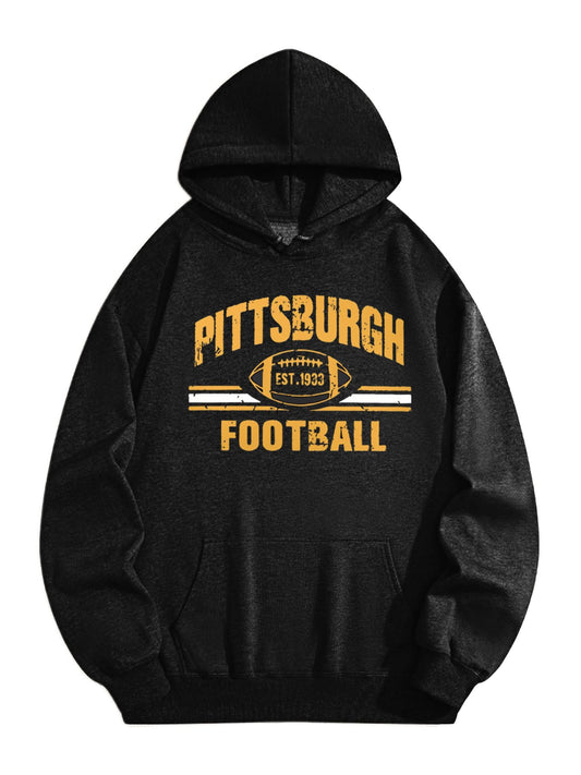 Pittsburgh Football Hoodie – Vintage Collegiate Style Graphic Sweatshirt, Retro Sports Fan Pullover for Game Day & Casual Wear
