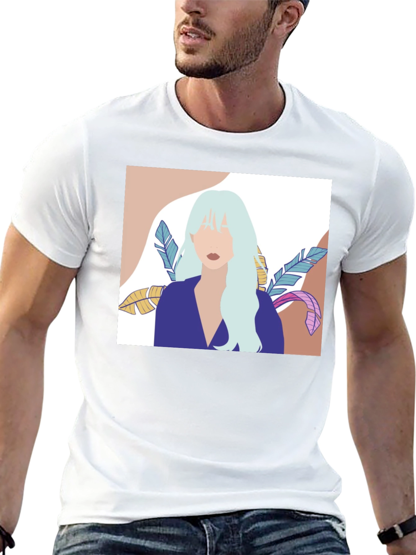 Abstract Woman Portrait Graphic T-Shirt - Black