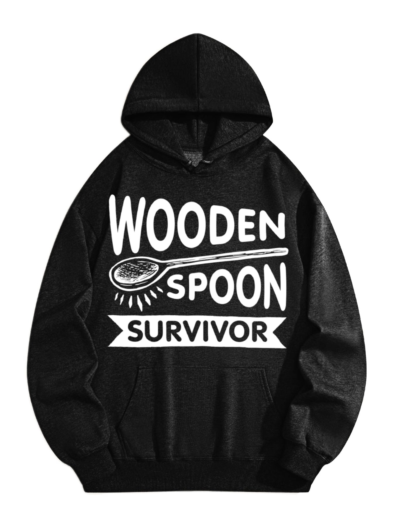 Wooden Spoon Survivor Hoodie – Funny Quote Graphic Pullover, Retro Humor Sweatshirt for Men & Women, Casual Cozy Streetwear