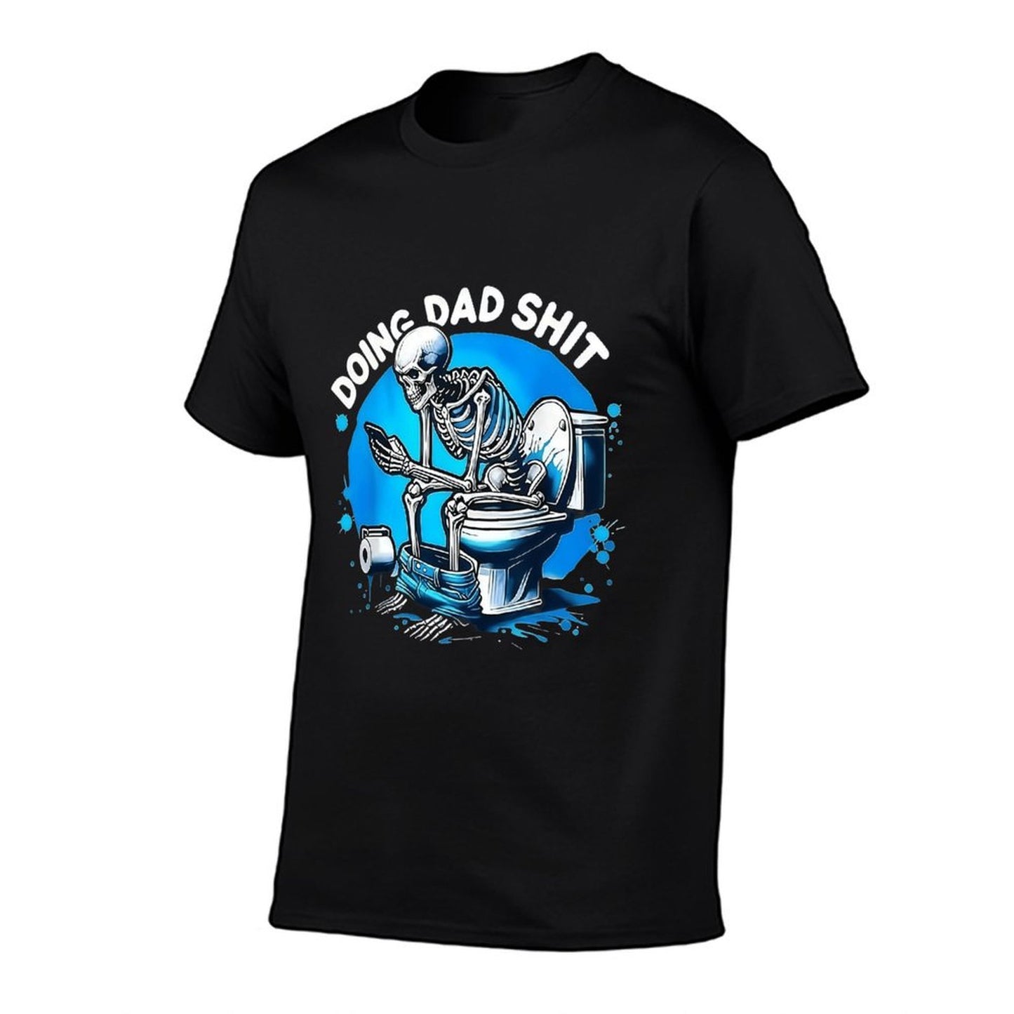 Funny Dad Graphic T-Shirt for Men – Black Crewneck Casual Tee, “Doing Dad Stuff” Skeleton Cartoon Design, Soft Polyester Blend, Machine Washable Father’s Day Gift, Cool Humor Top for Dads