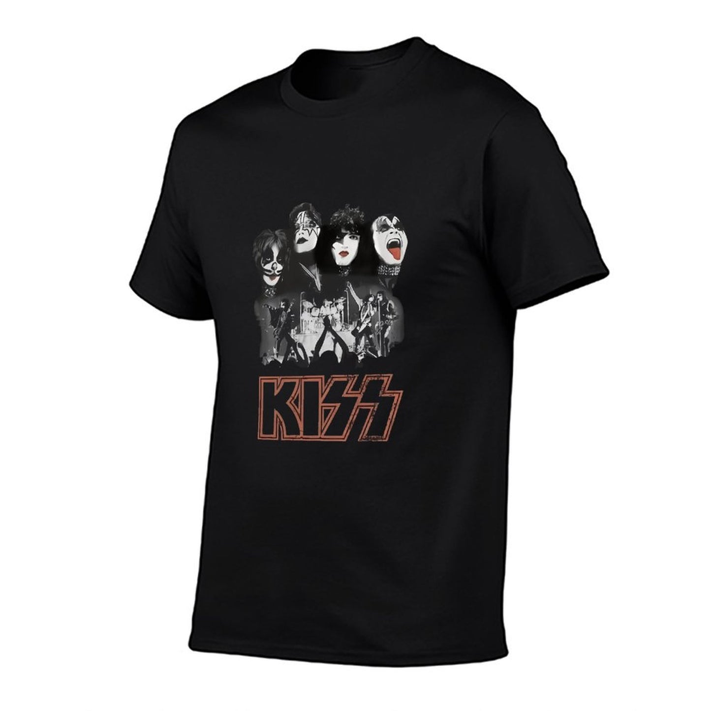 Unisex Graphic Rock Band T-Shirt – Black Crew Neck Casual Tee with Vintage Concert-Inspired Print, Regular Fit Short Sleeve Top, Machine Washable Music Fan Apparel
