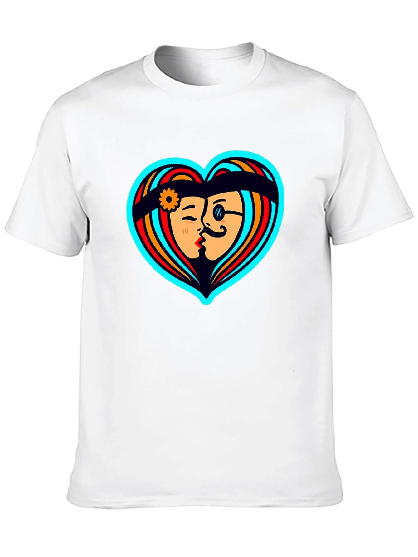Retro Love Heart Graphic Tee - Black Cotton Shirt