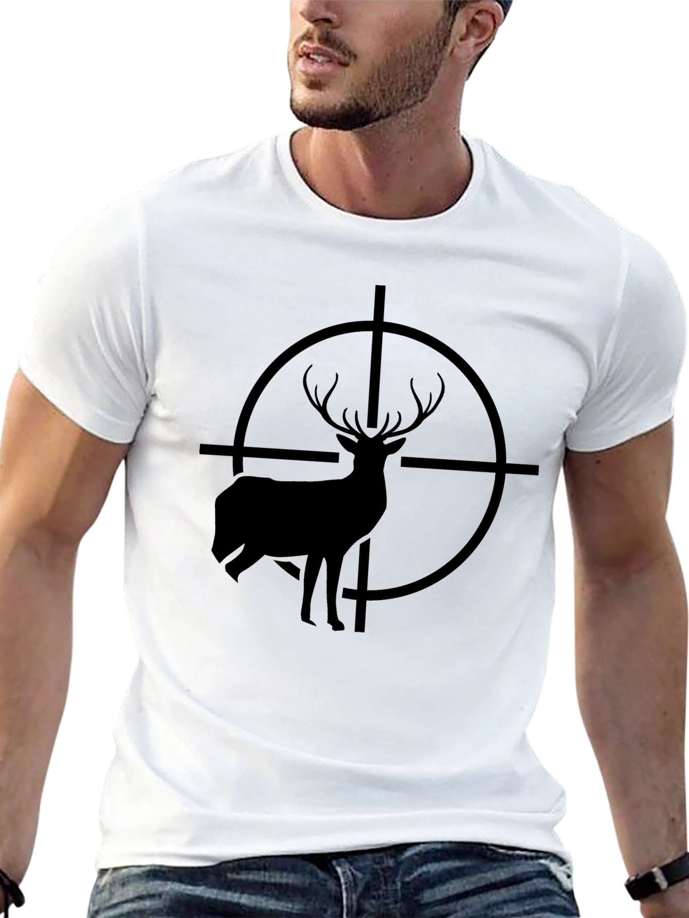 Deer Target Graphic Tee - Black Cotton T-Shirt