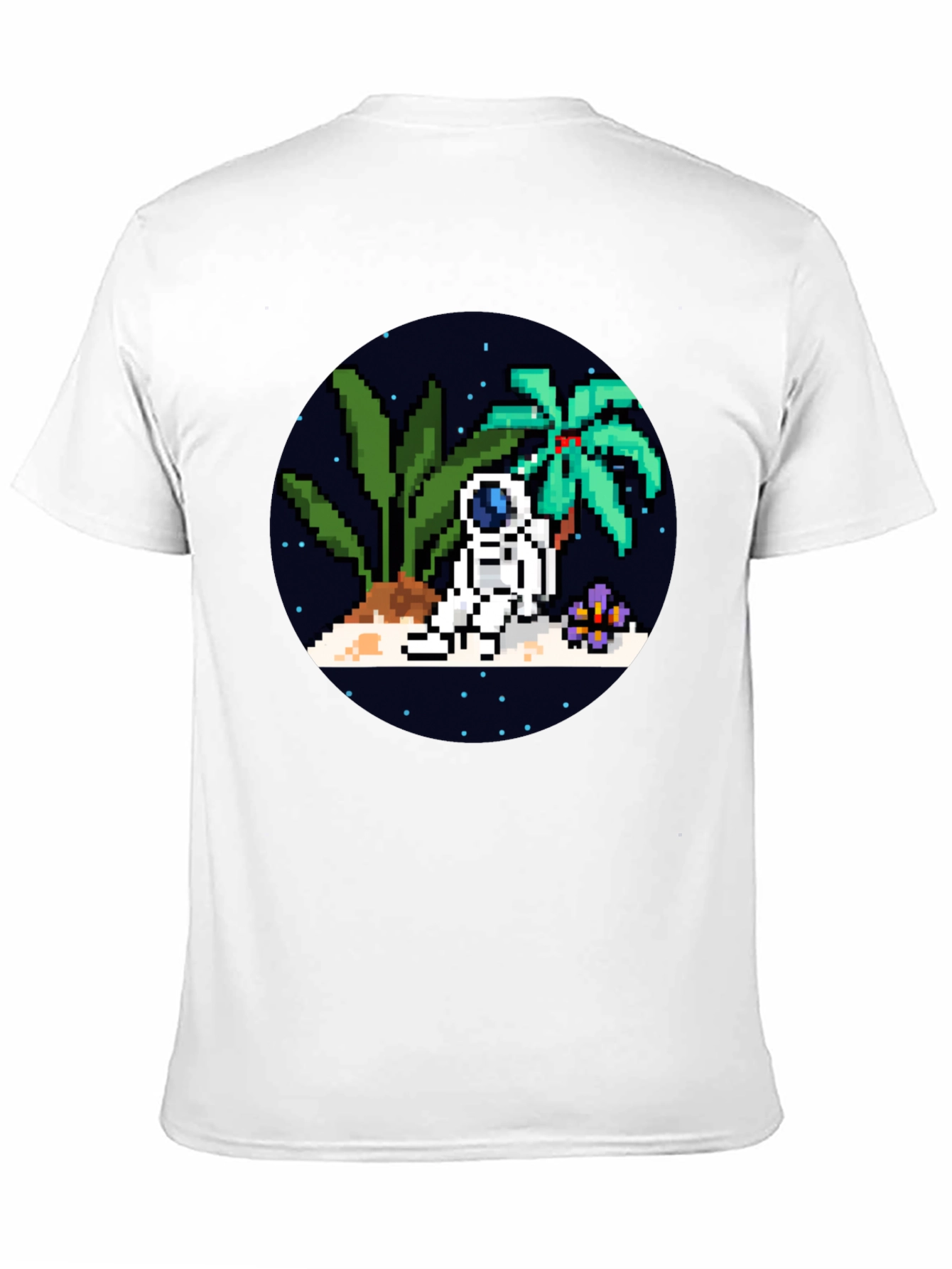 Pixel Astronaut Island Black T-Shirt