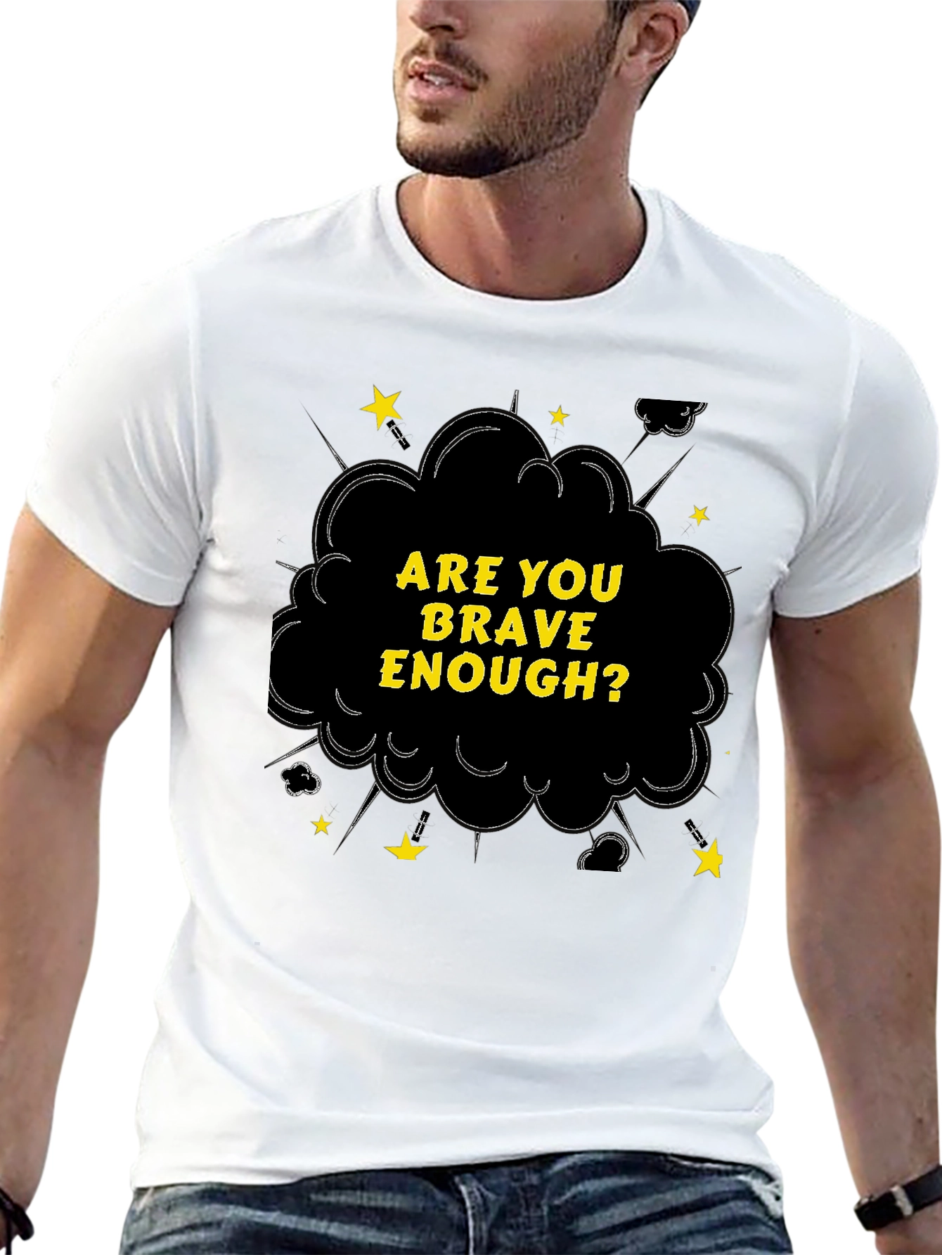 Brave Enough Graphic Tee - Black Cotton T-Shirt
