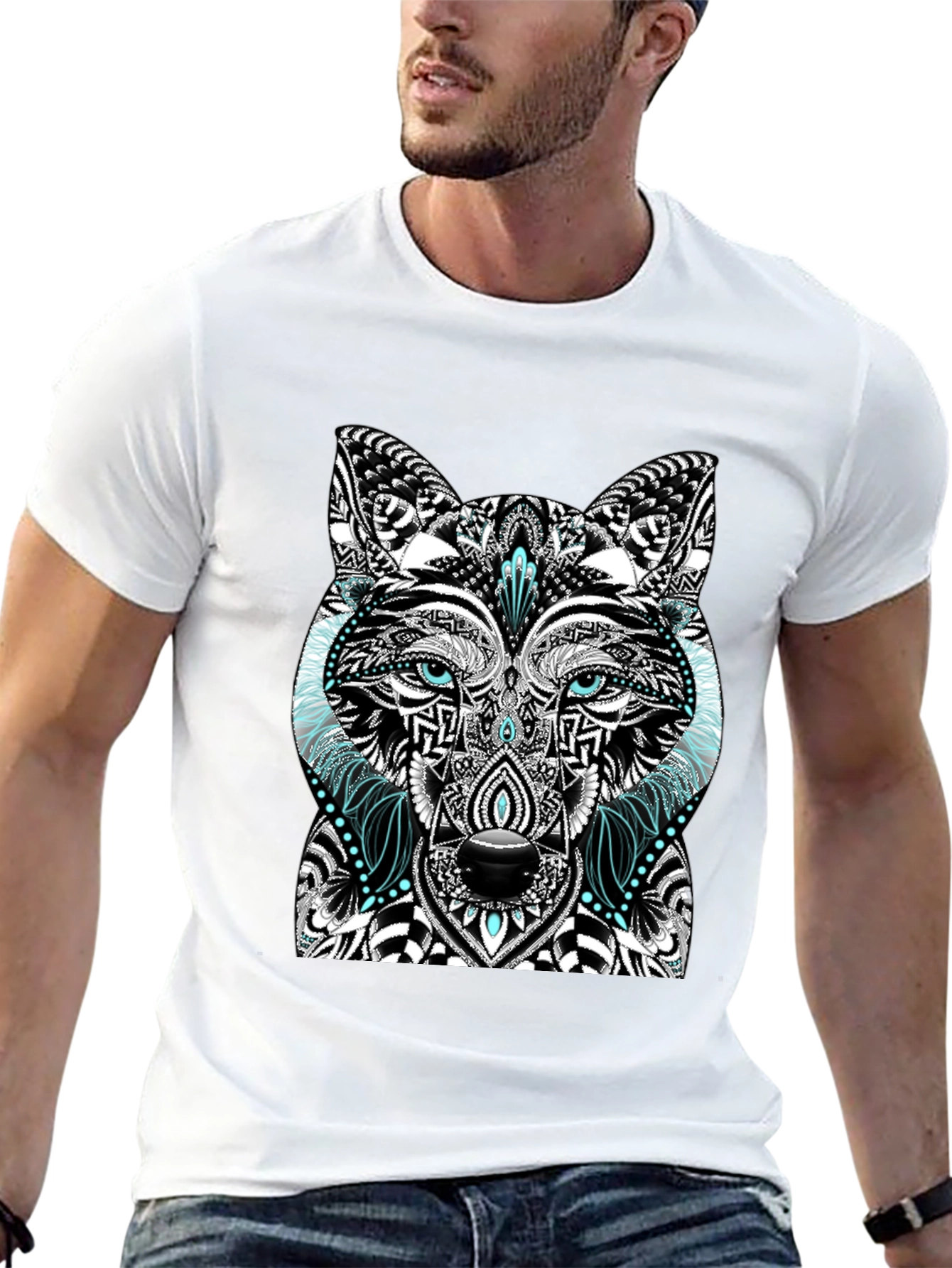 Wolf Graphic Print Black T-Shirt