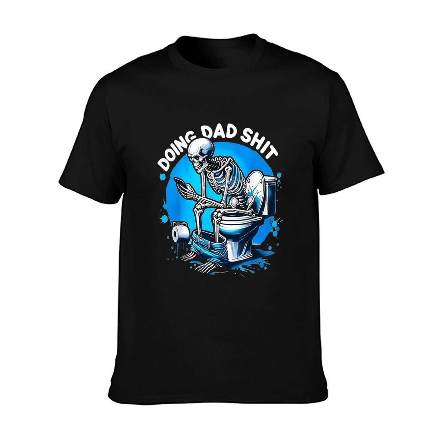 Funny Dad Graphic T-Shirt for Men – Black Crewneck Casual Tee, “Doing Dad Stuff” Skeleton Cartoon Design, Soft Polyester Blend, Machine Washable Father’s Day Gift, Cool Humor Top for Dads