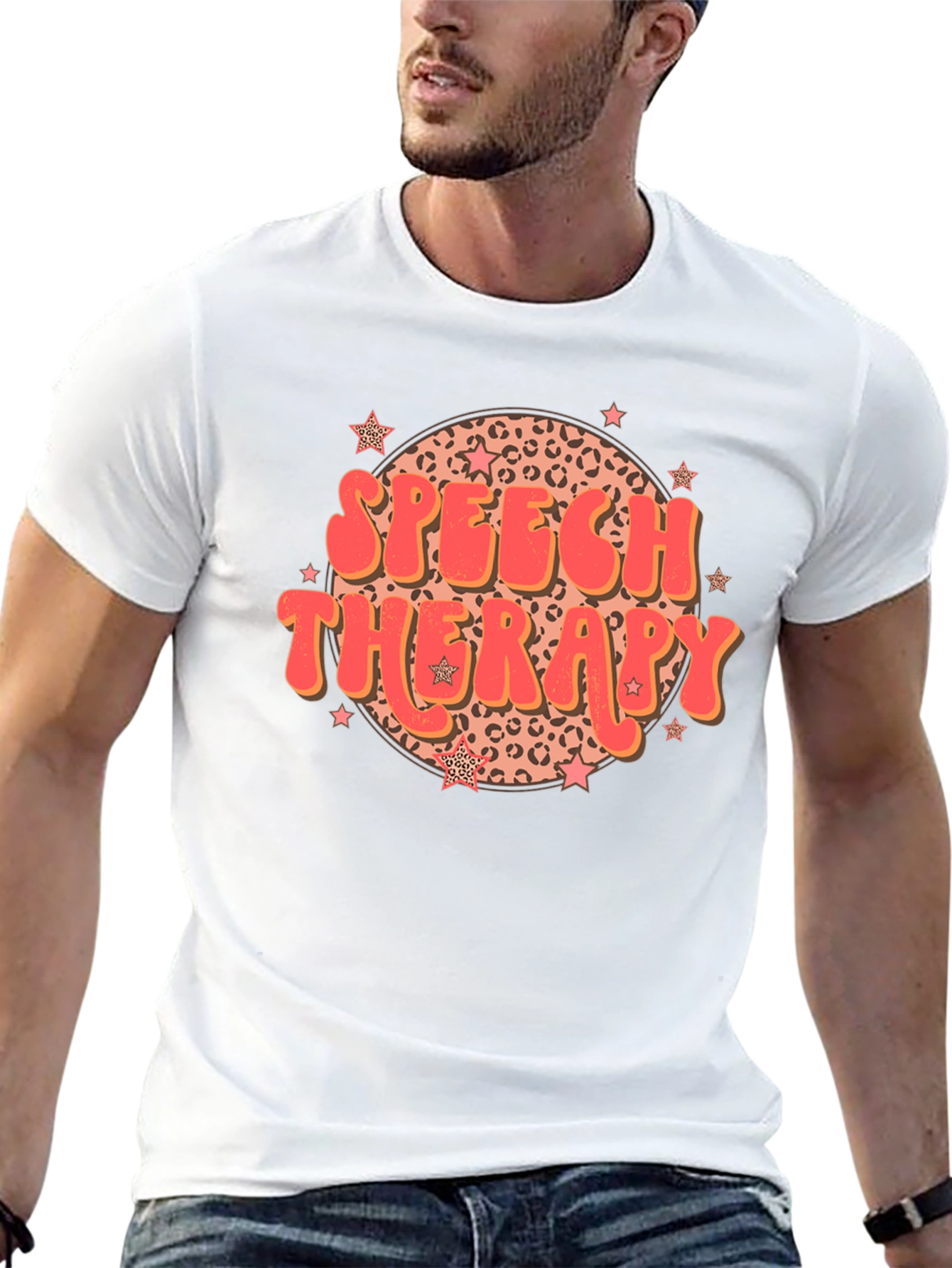 Speech Therapy Leopard Print Star T-Shirt