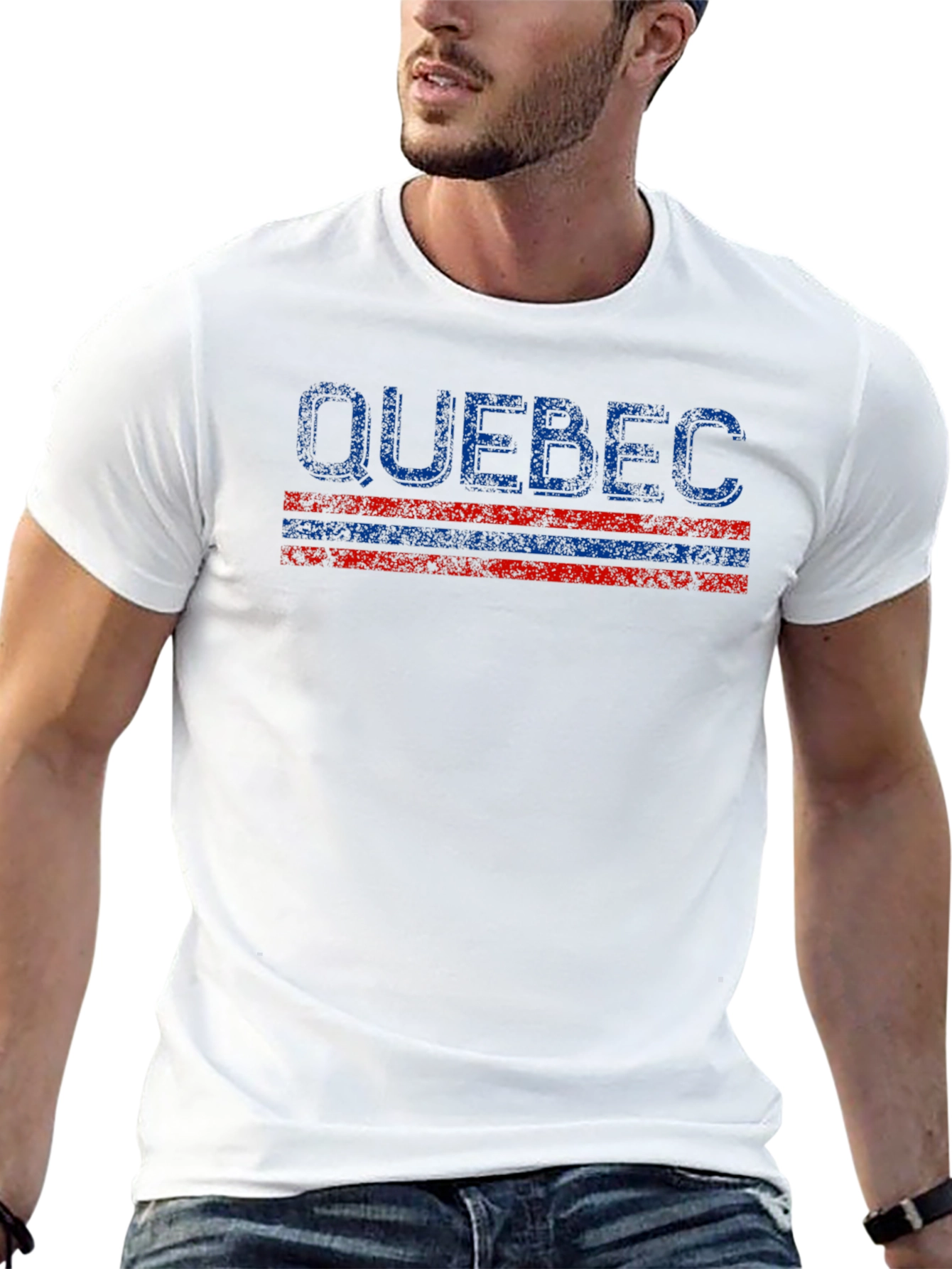 Quebec Graphic Tee - Distressed Print Black Shirt