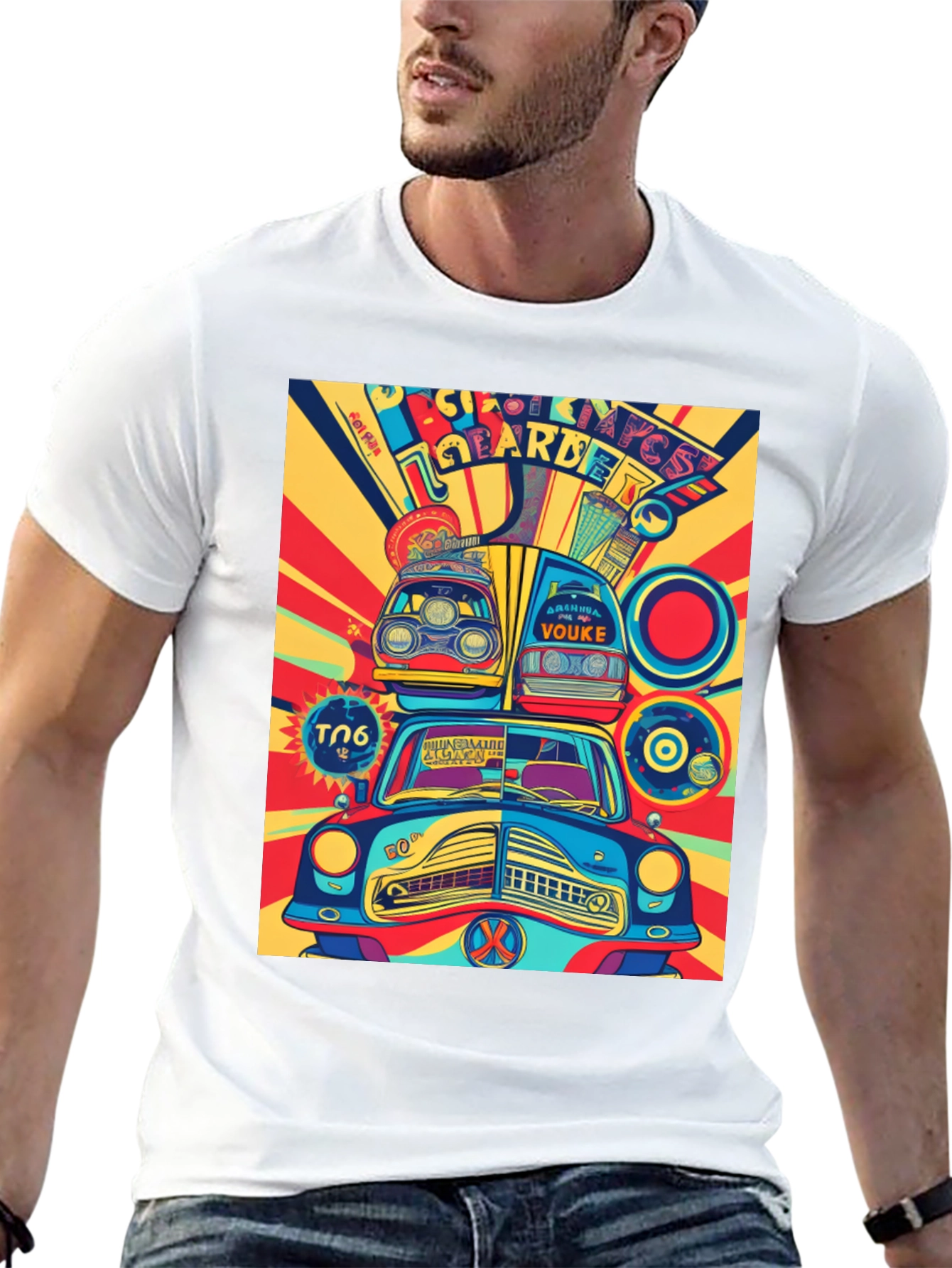 Retro Car Art Graphic Tee