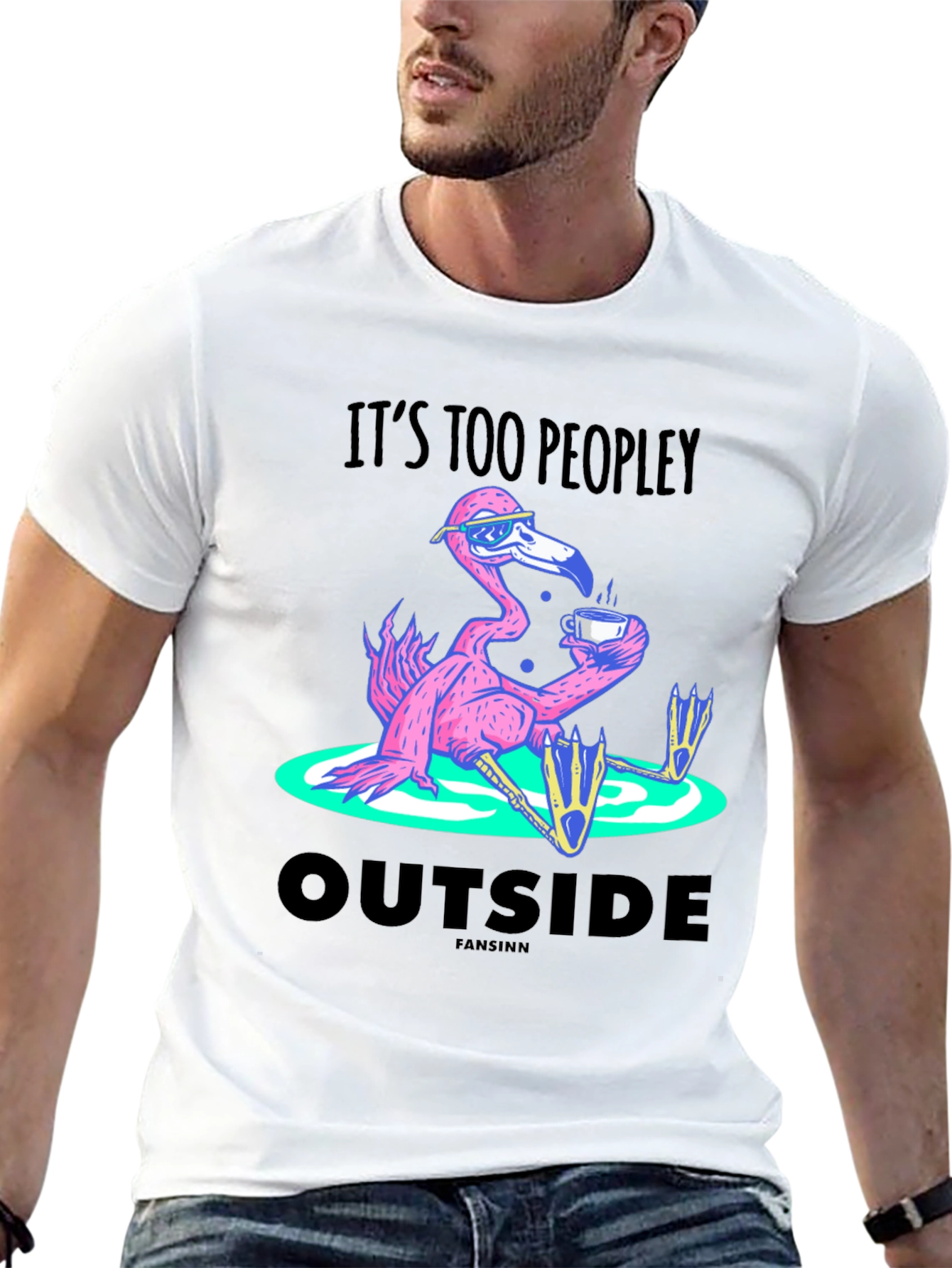 Its Too Peopley Outside Flamingo T-Shirt