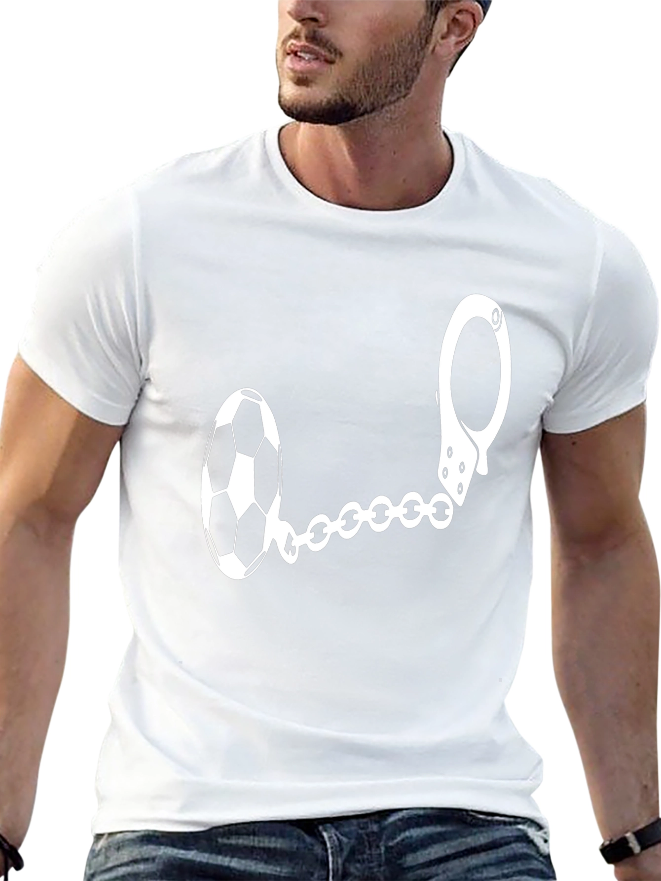 Soccer Ball Handcuff Graphic T-Shirt