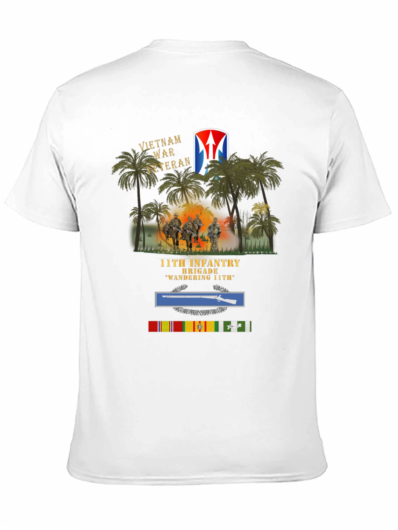Vietnam War Veteran 11th Infantry Black T-Shirt