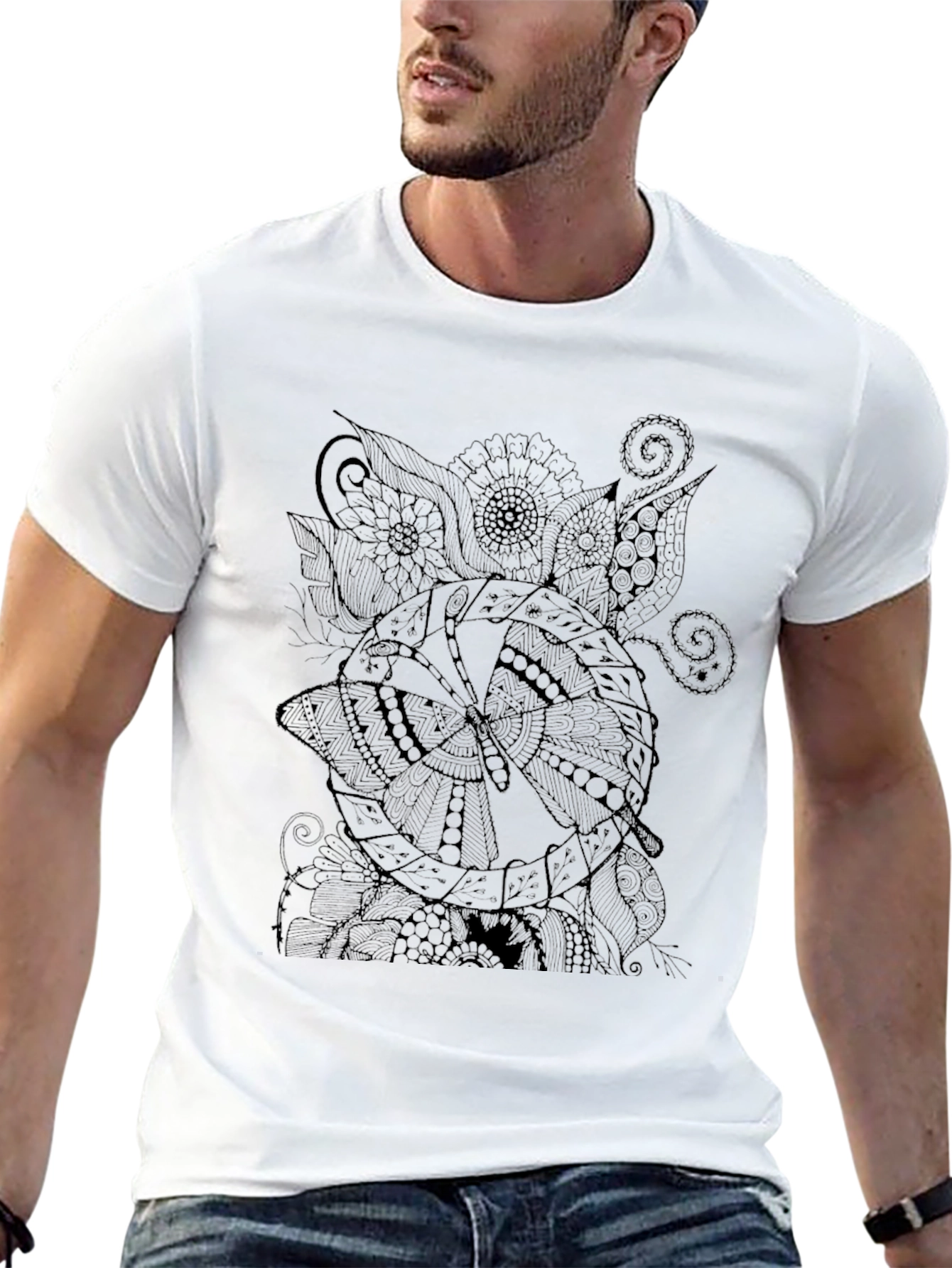 Abstract Print Black Mens T-Shirt