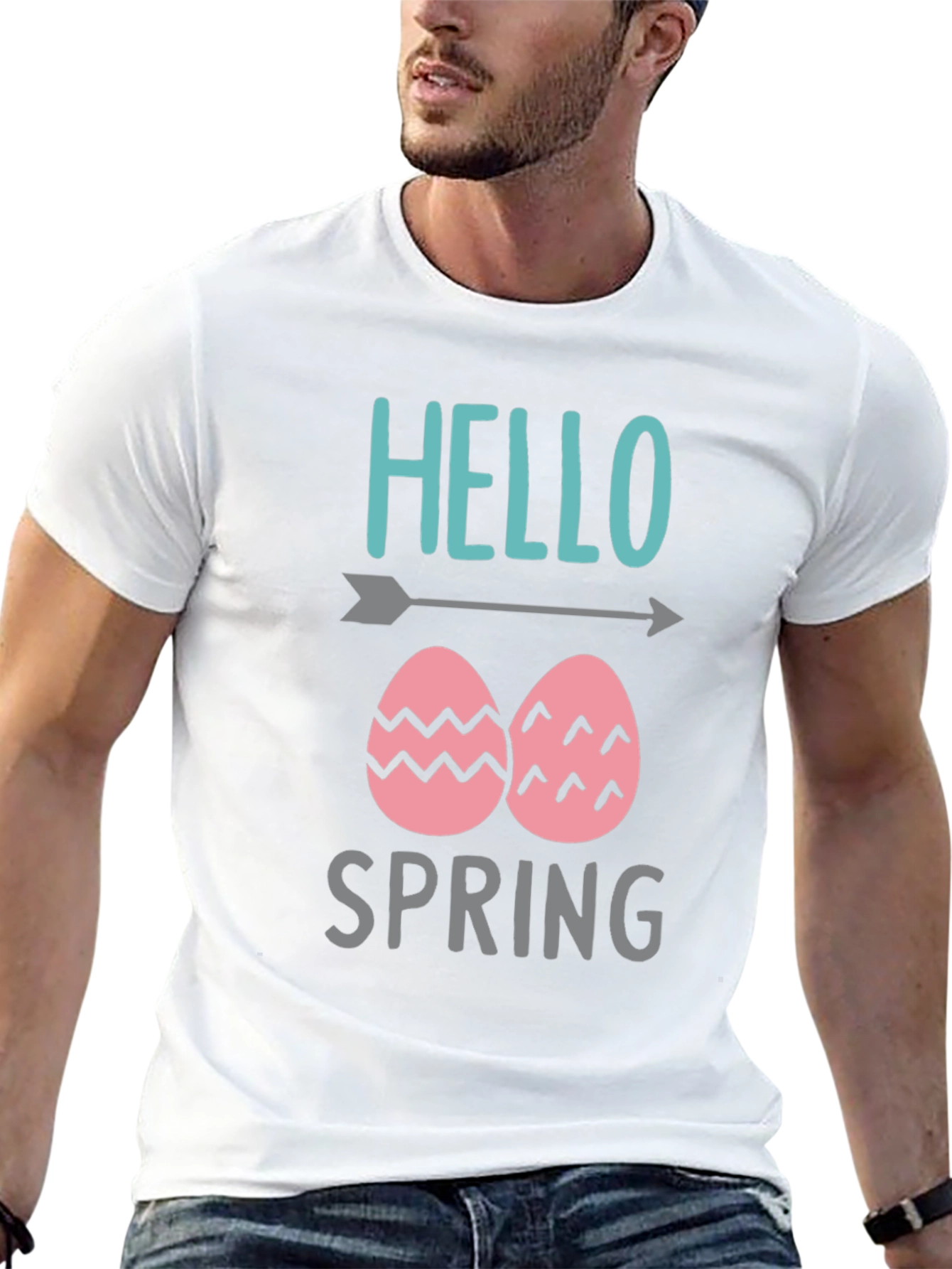 Hello Spring Easter Egg Graphic T-Shirt
