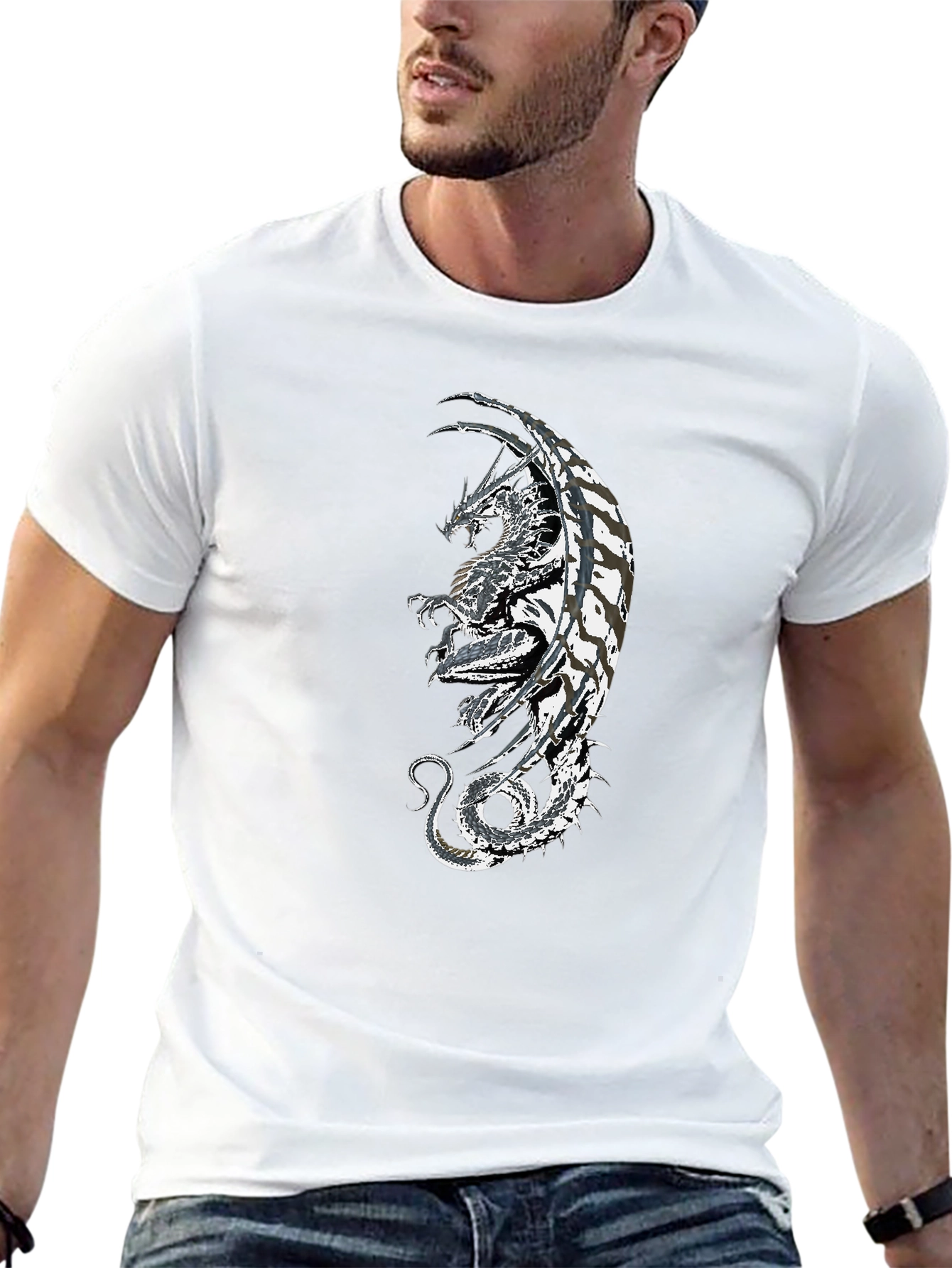 Dragon Graphic Black T-Shirt - Fantasy Style