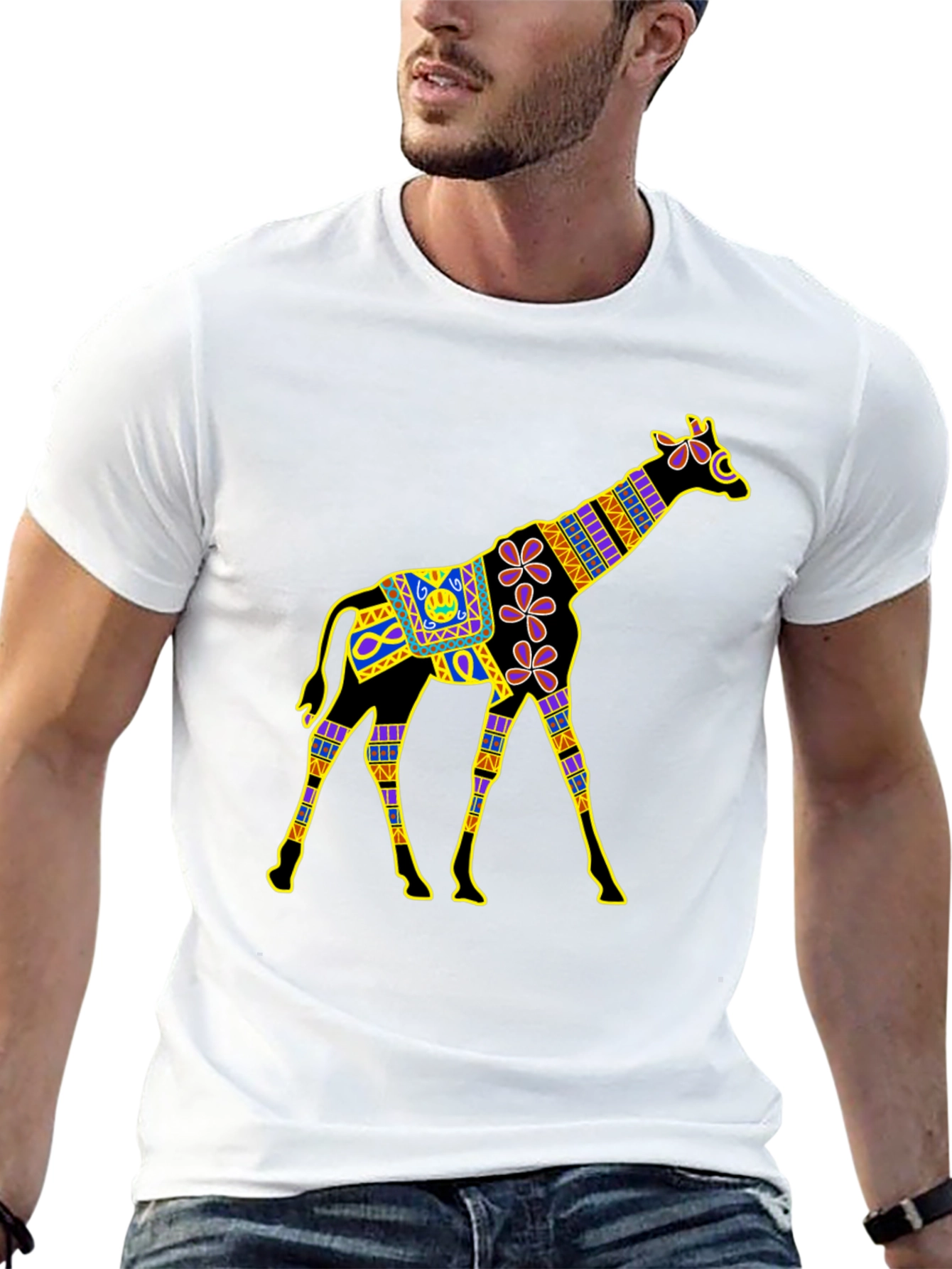 Giraffe Graphic Black T-Shirt