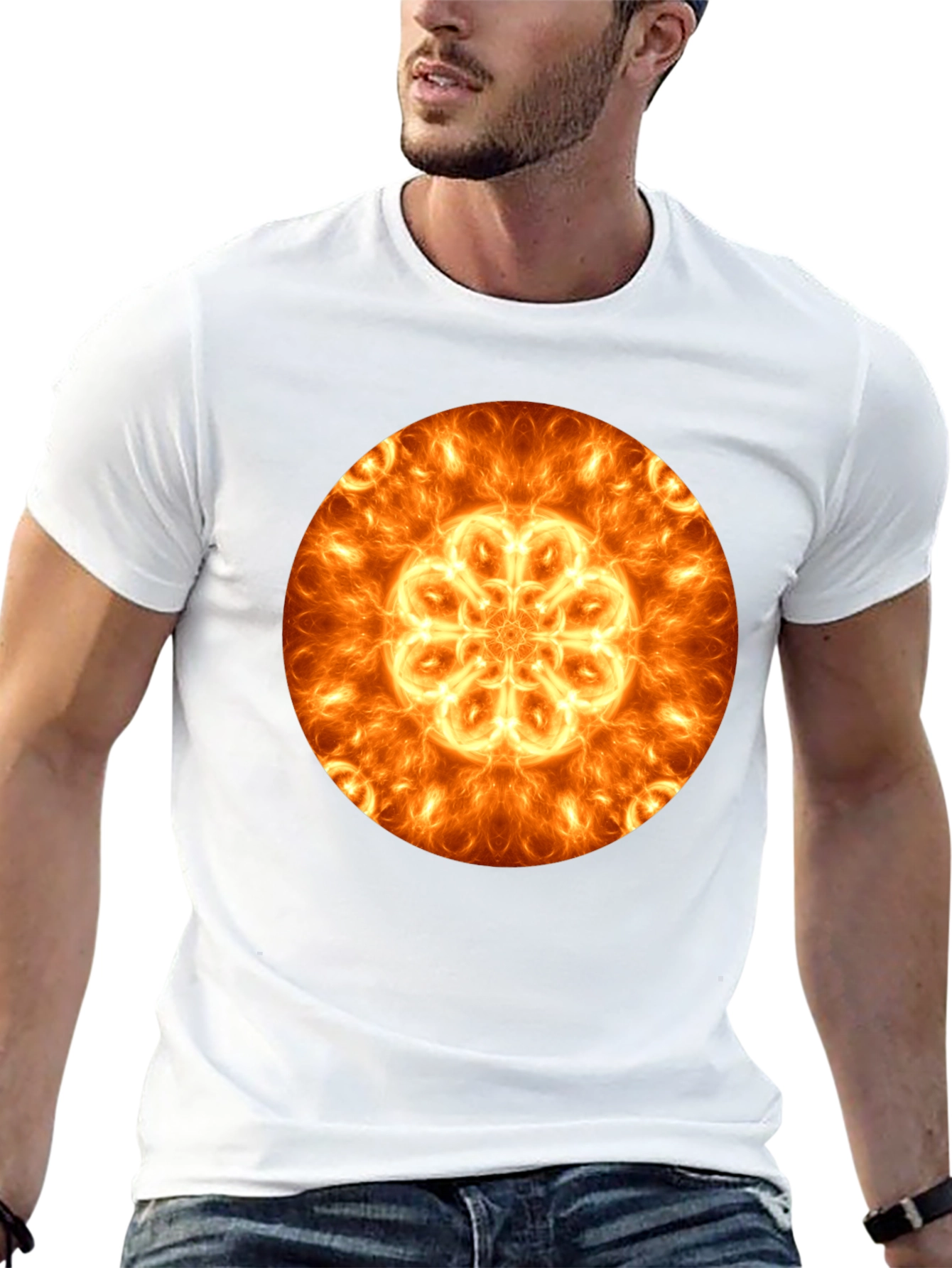 Fiery Mandala Graphic Black T-Shirt