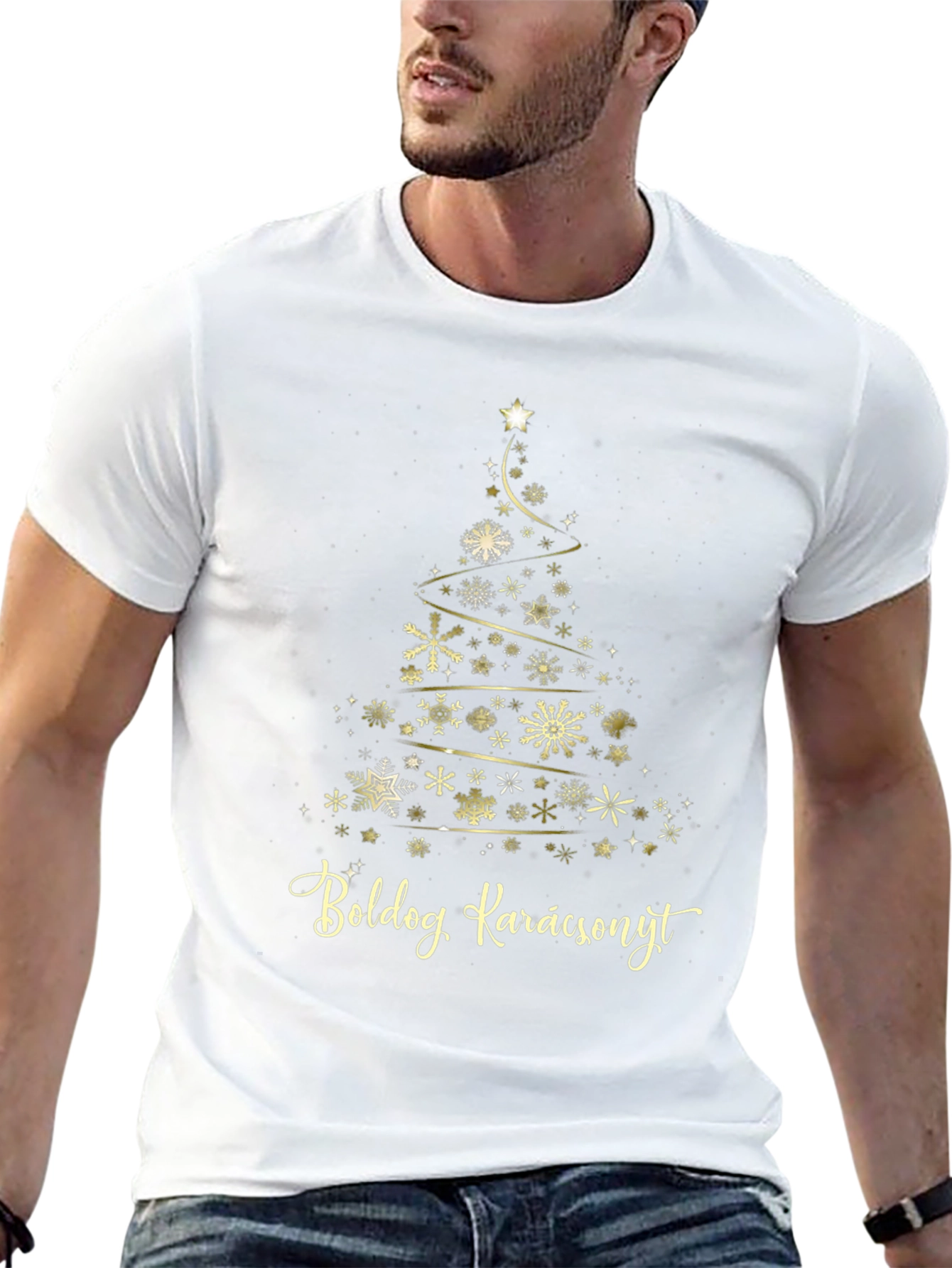 Festive Christmas Tree T-Shirt - Boldog Karácsonyt!