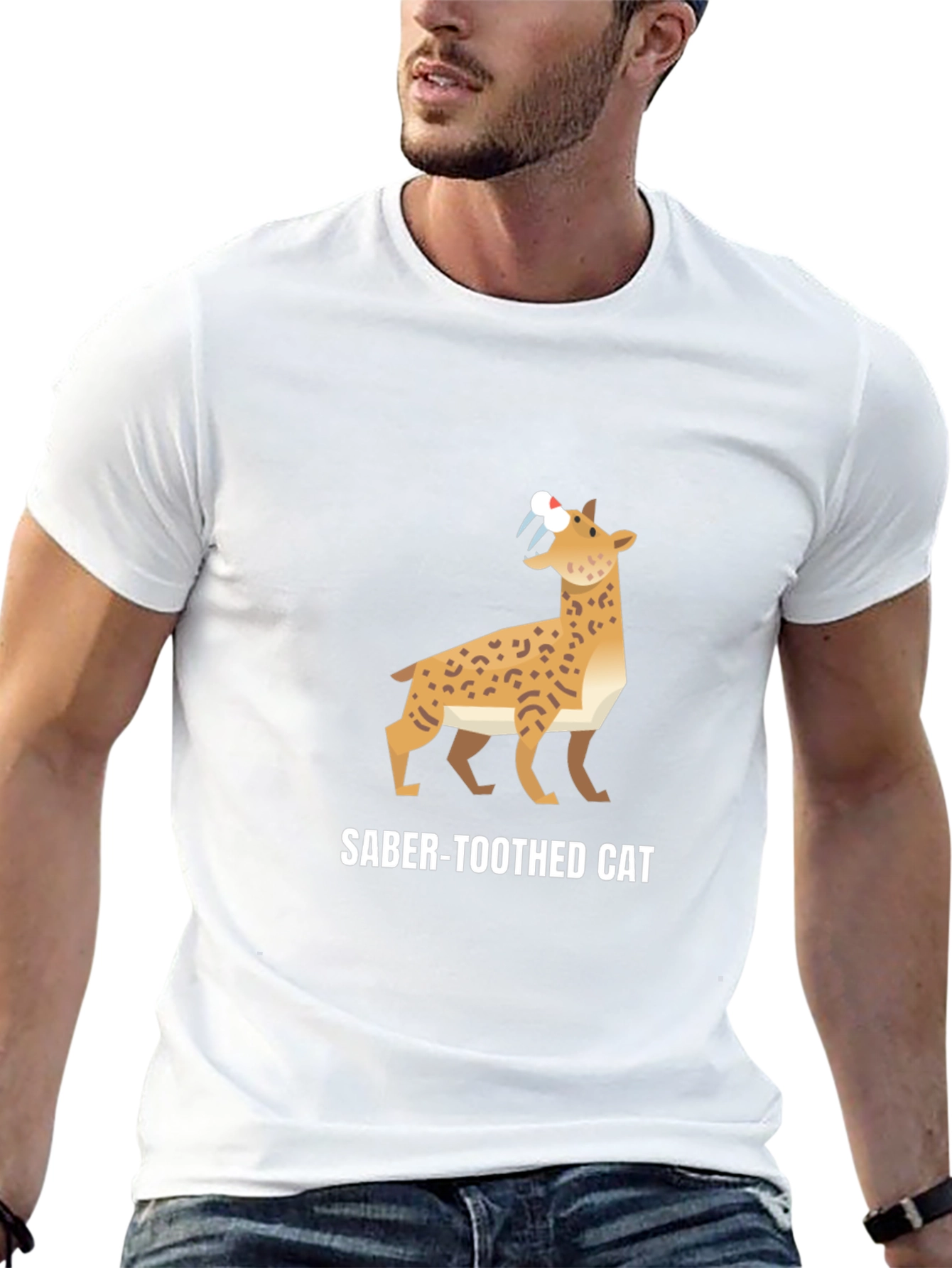 Saber-Toothed Cat Graphic Black T-Shirt