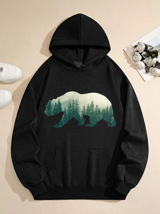 Vintage Forest Bear Hoodie – Nature Hiking Adventure Sweatshirt for Men & Women, National Park-Inspired Wilderness Pullover