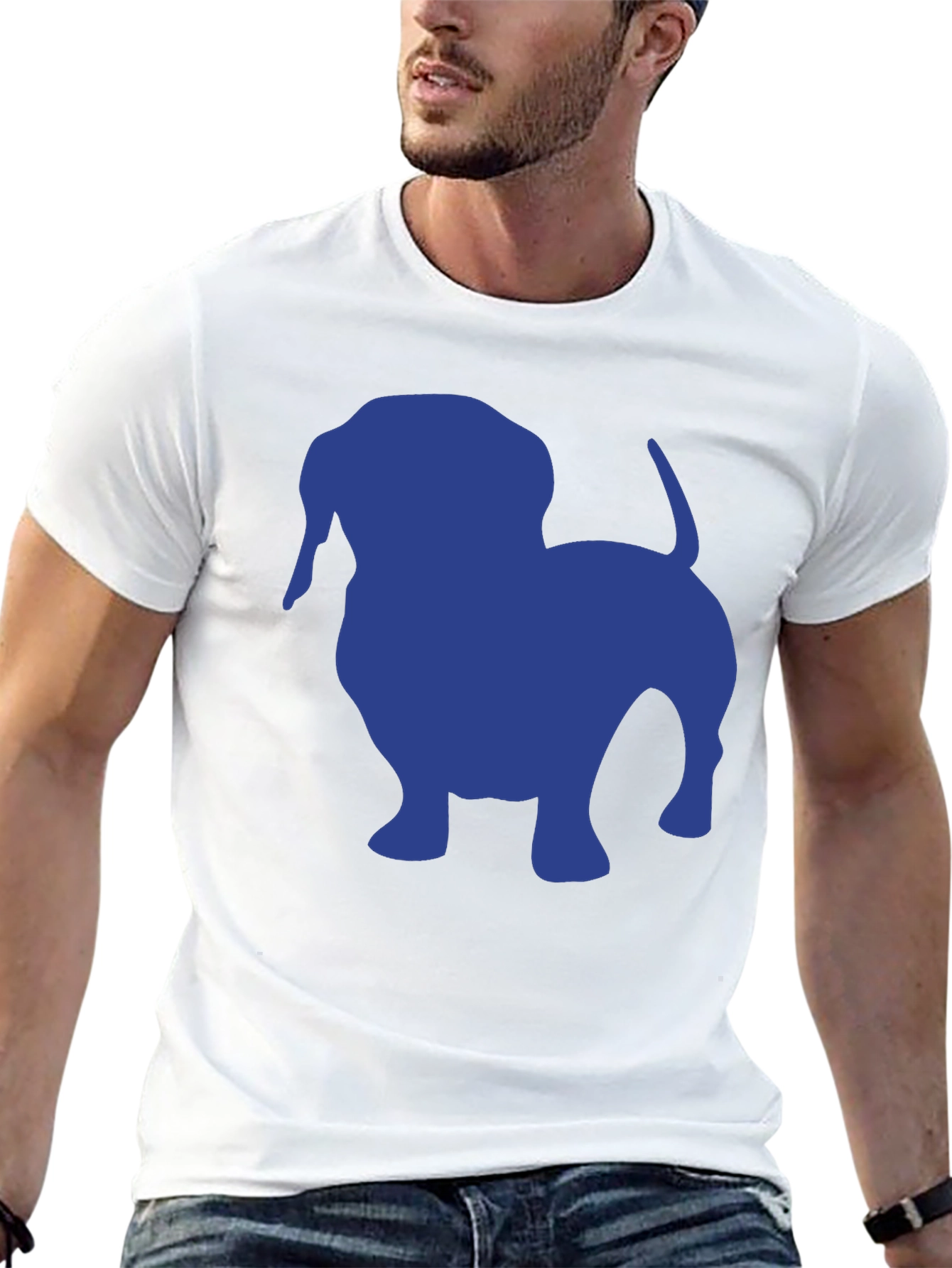 Dachshund Silhouette Tee - Black Cotton Casual T-Shirt