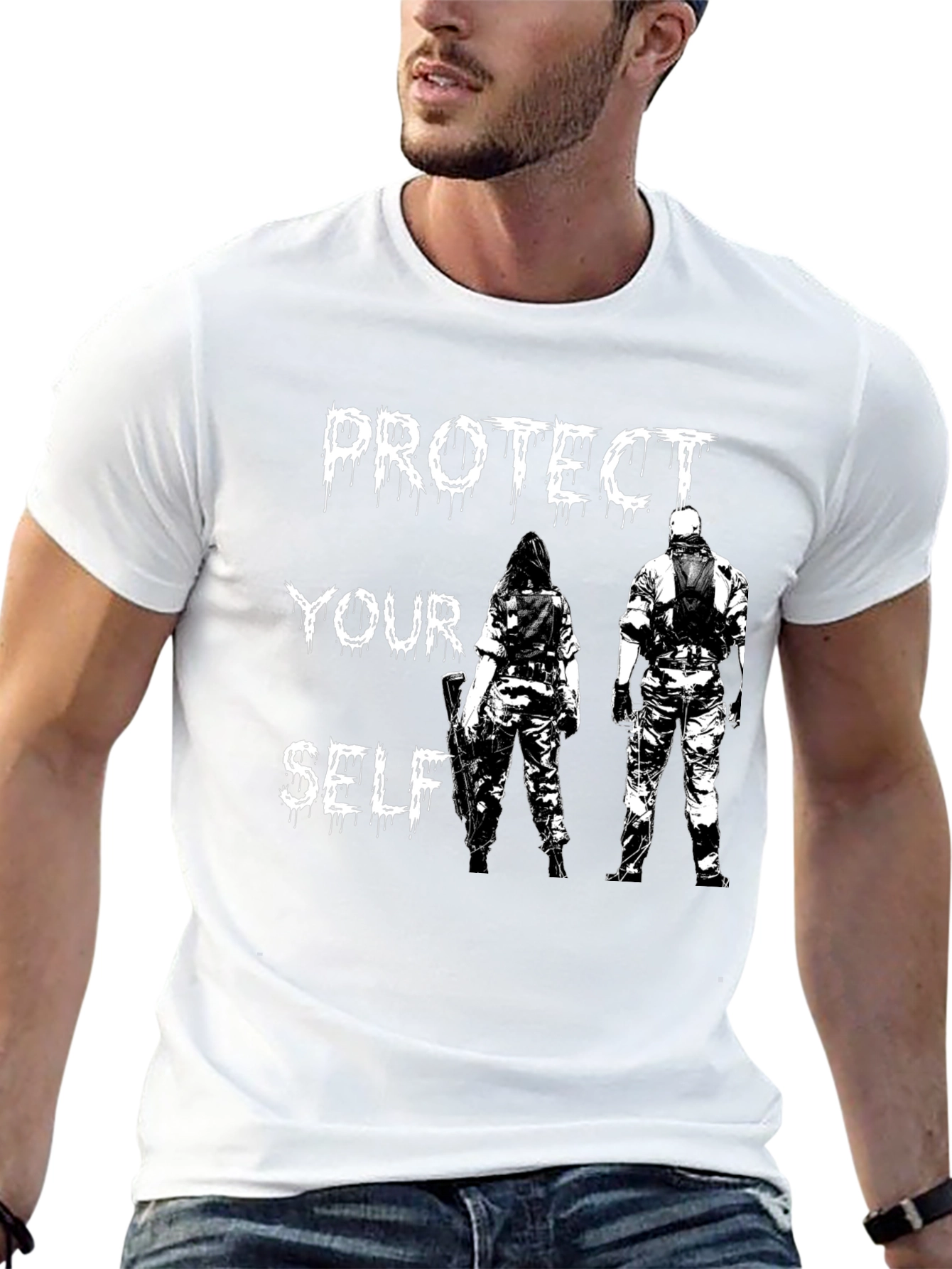 Protect Yourself Graphic T-Shirt - Black Cotton Tee