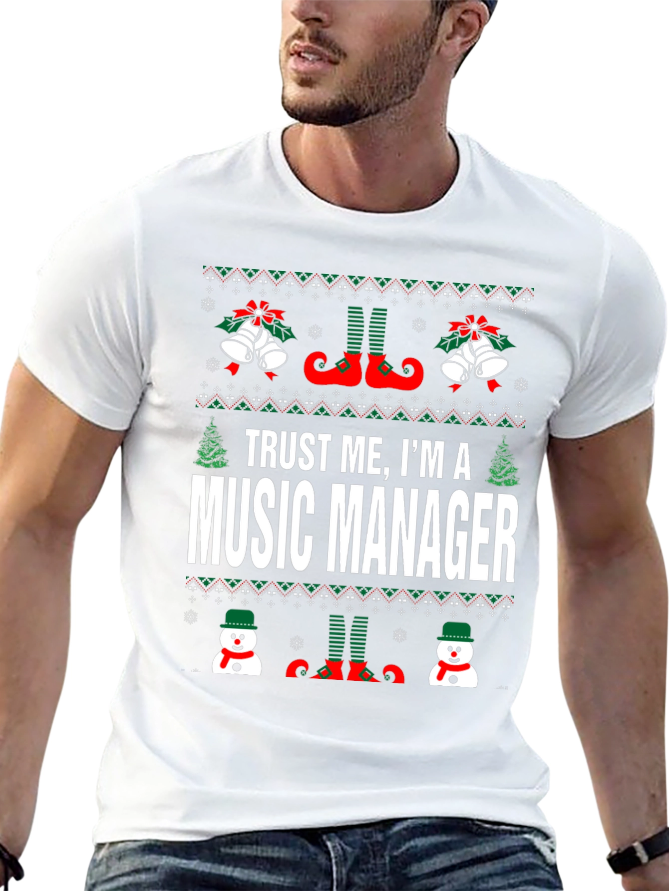 Funny Music Manager Christmas Ugly Sweater T-Shirt