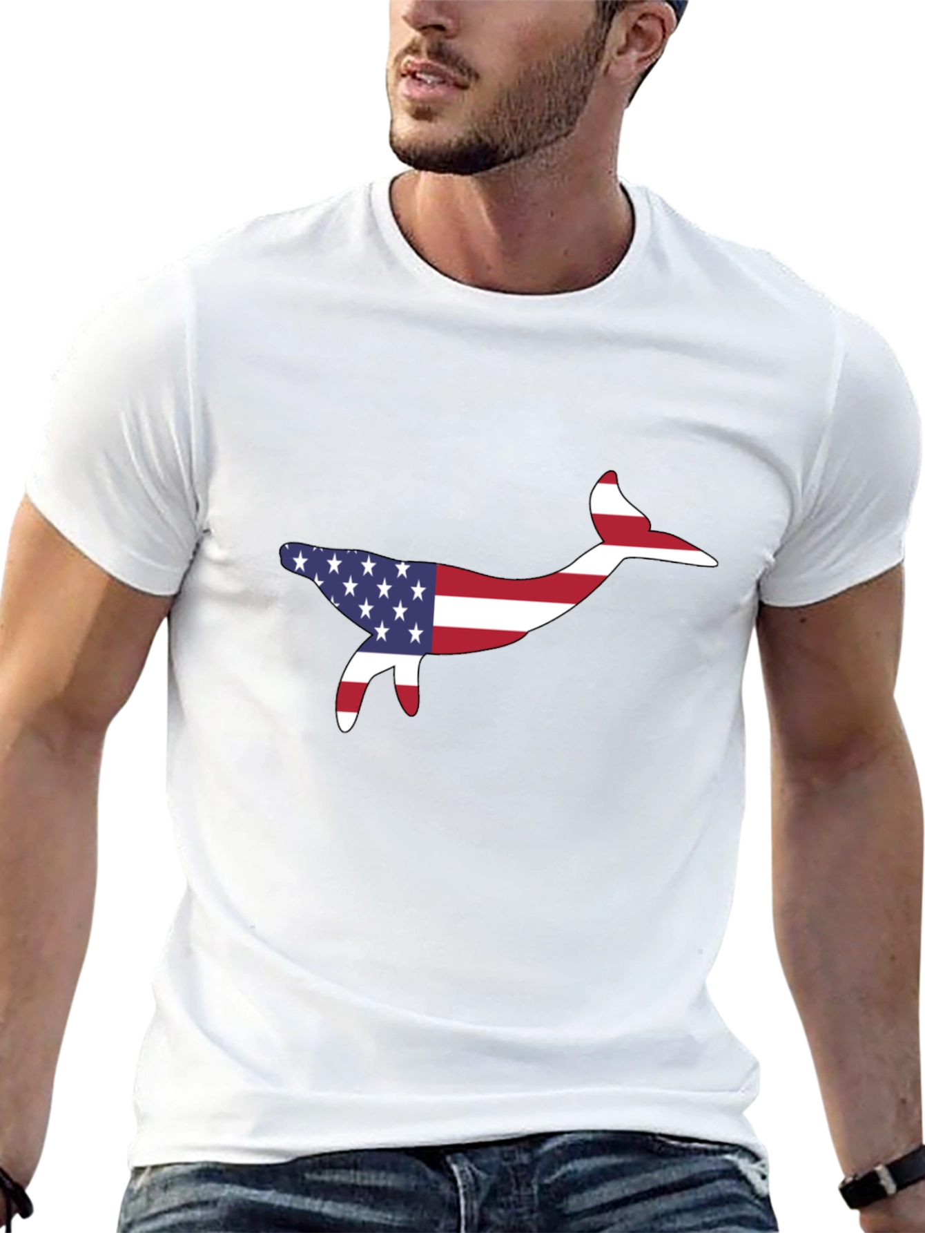 American Flag Whale Graphic Tee
