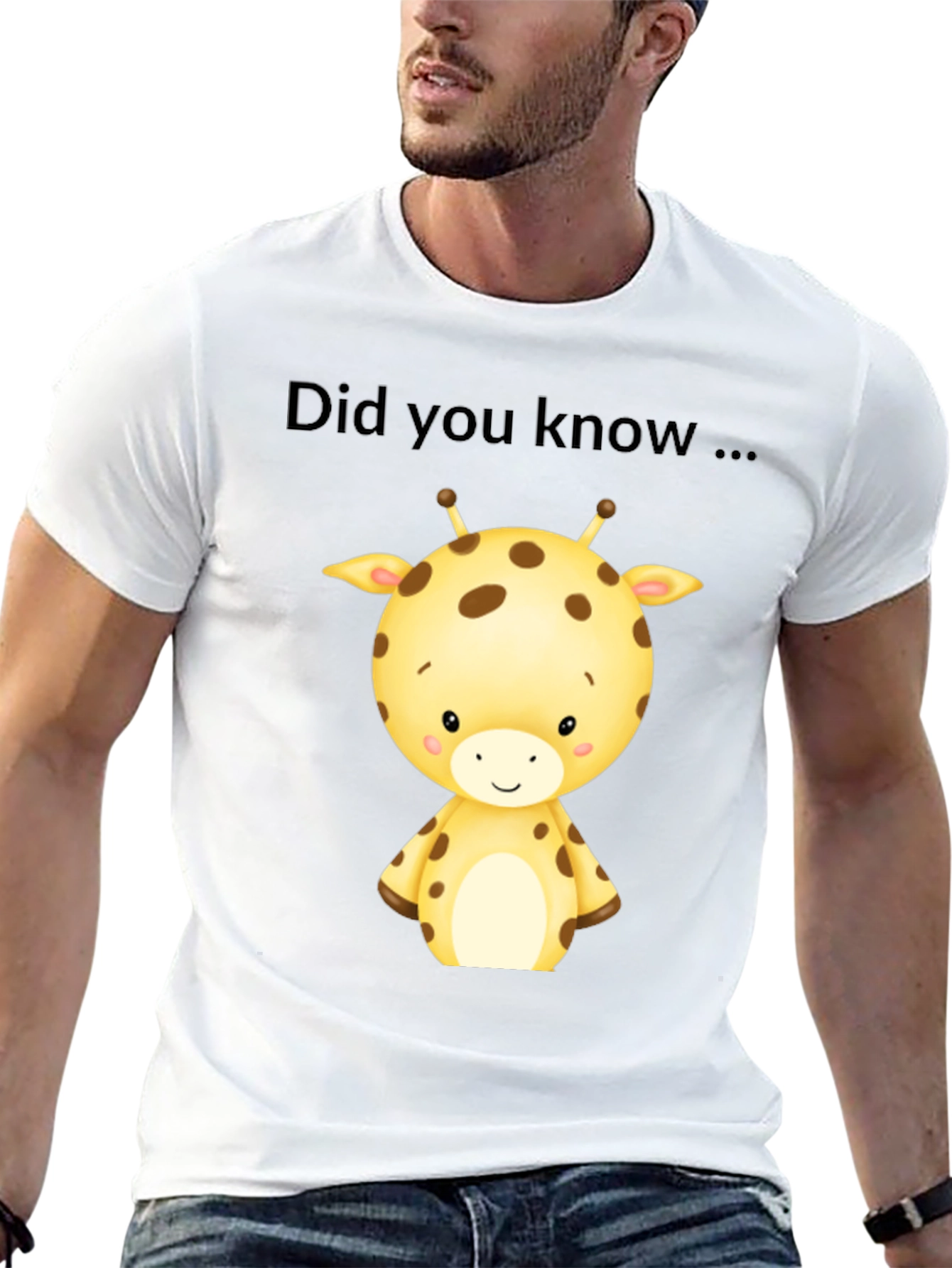 Cute Giraffe Did You Know Black T-Shirt