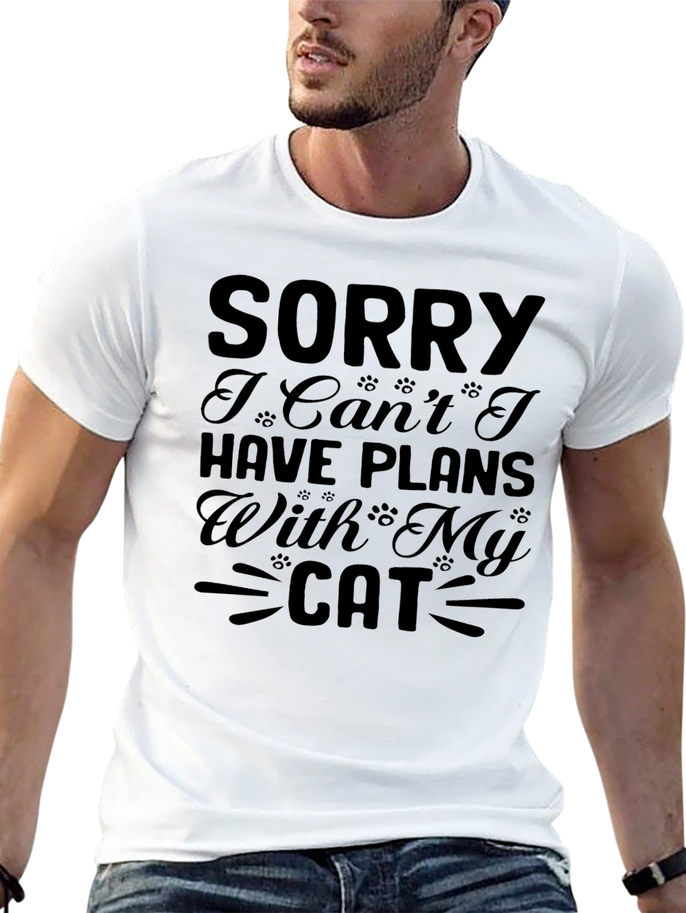 Sorry Plans with Cat Graphic Tee