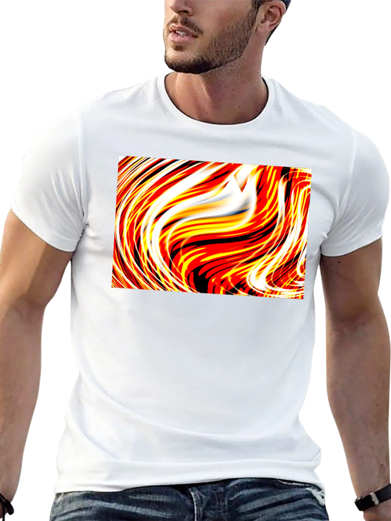 Abstract Swirl Graphic Tee - Unique Black T-Shirt