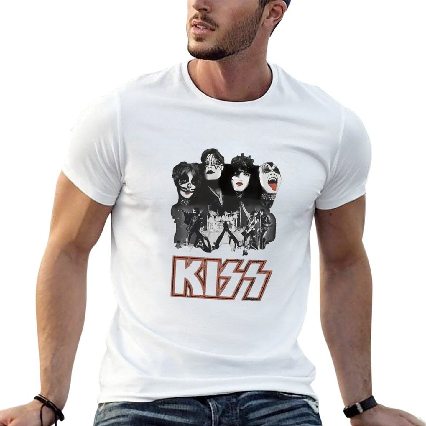 Unisex Graphic Rock Band T-Shirt – Black Crew Neck Casual Tee with Vintage Concert-Inspired Print, Regular Fit Short Sleeve Top, Machine Washable Music Fan Apparel