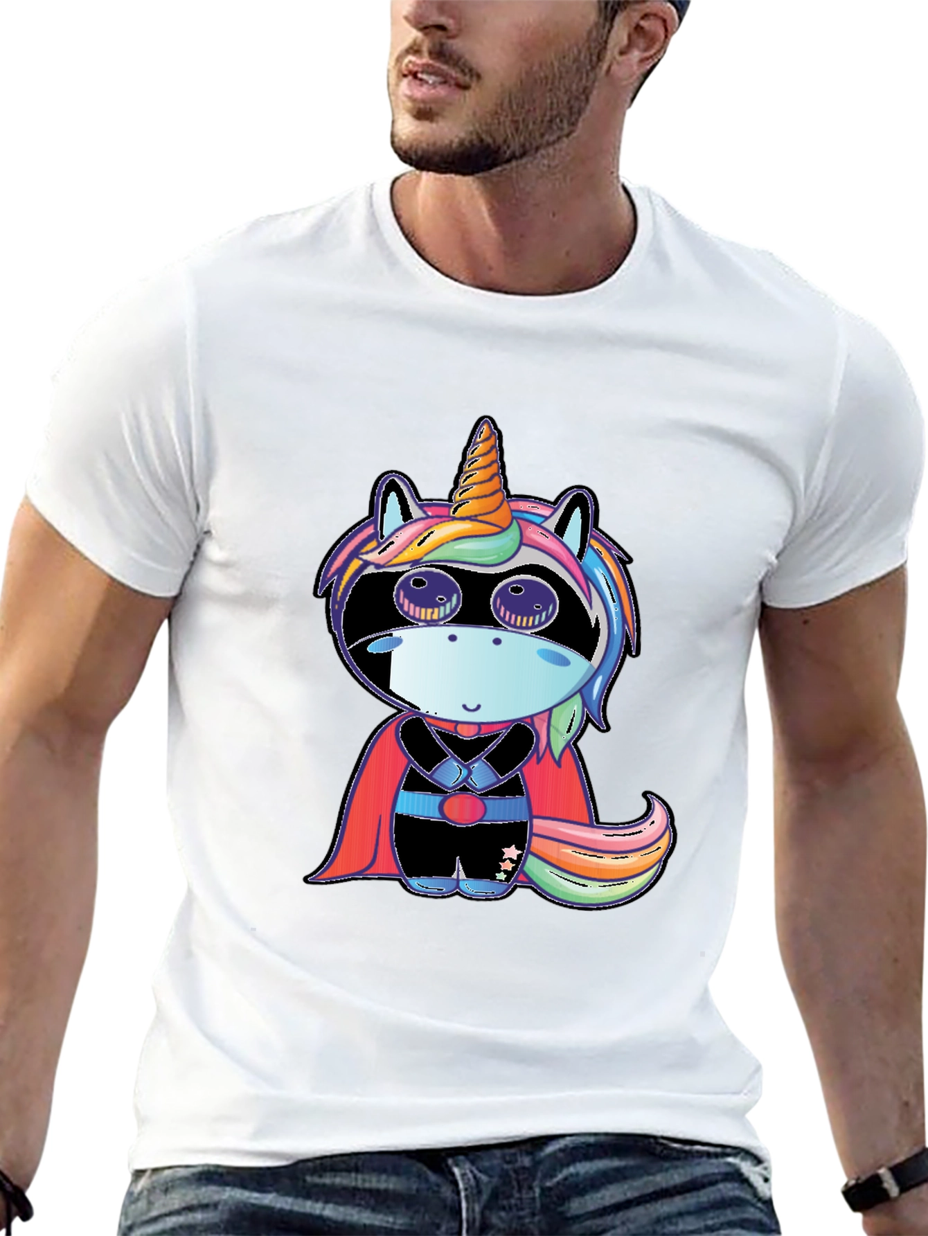 Superhero Unicorn Black T-Shirt