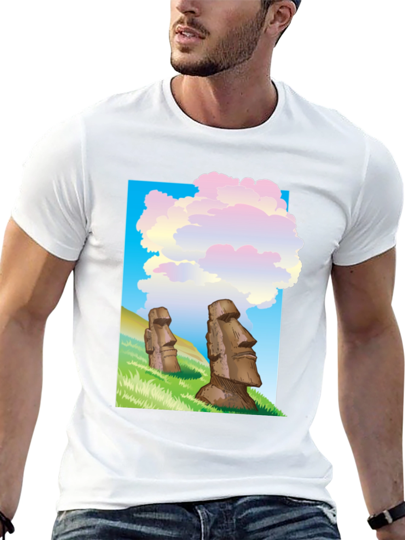 Moai Statue Graphic T-Shirt - Easter Island Design
