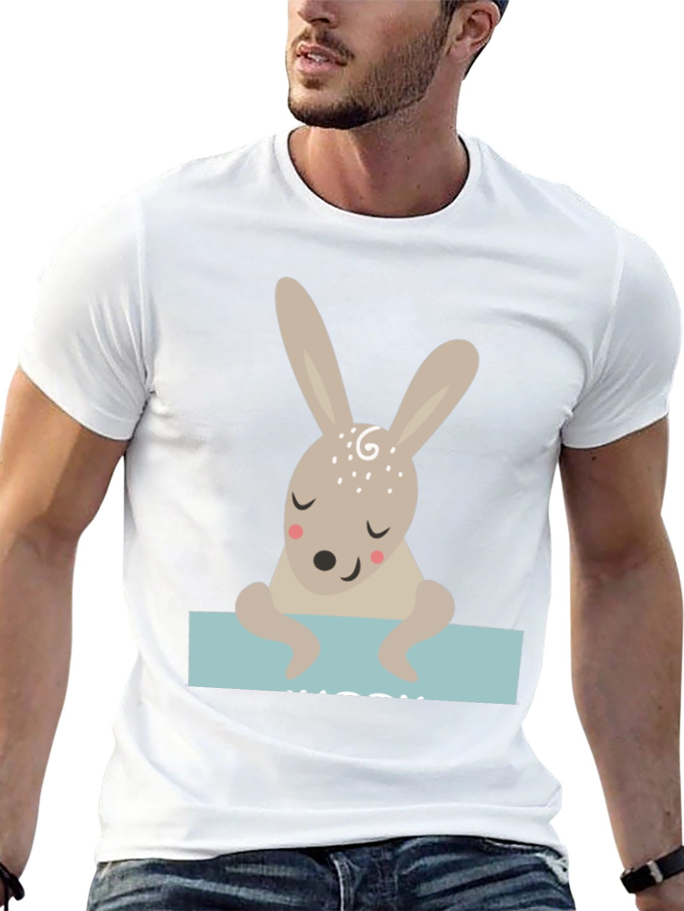 Cute Bunny Graphic Tee - Unisex Black T-Shirt