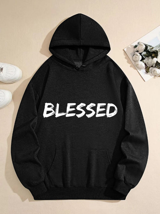 “Blessed” Hoodie – Minimalist Faith-Inspired Graphic Pullover, Inspirational Streetwear Sweatshirt for Men & Women, Casual Comfort Hoodie