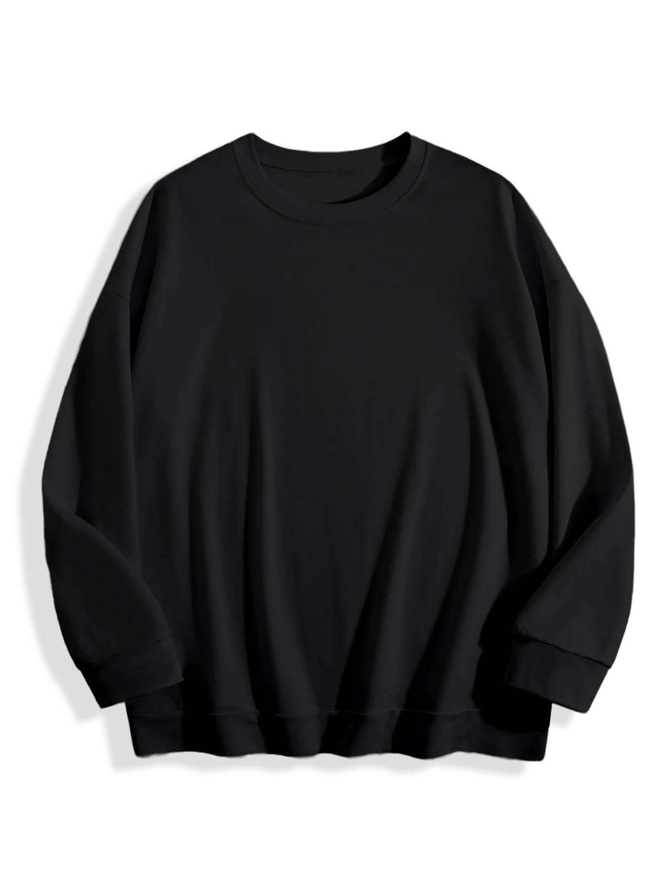 Unisex Peace Symbol Graphic Sweatshirt – Minimalist Black Pullover with White Peace Sign Print, Oversized Streetwear Crewneck for Everyday Casual Style