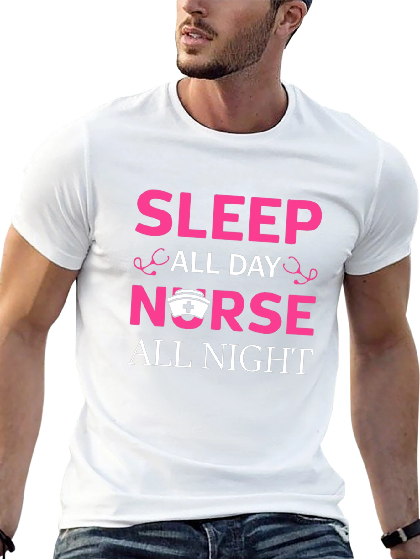 Sleep All Day Nurse All Night Graphic T-Shirt