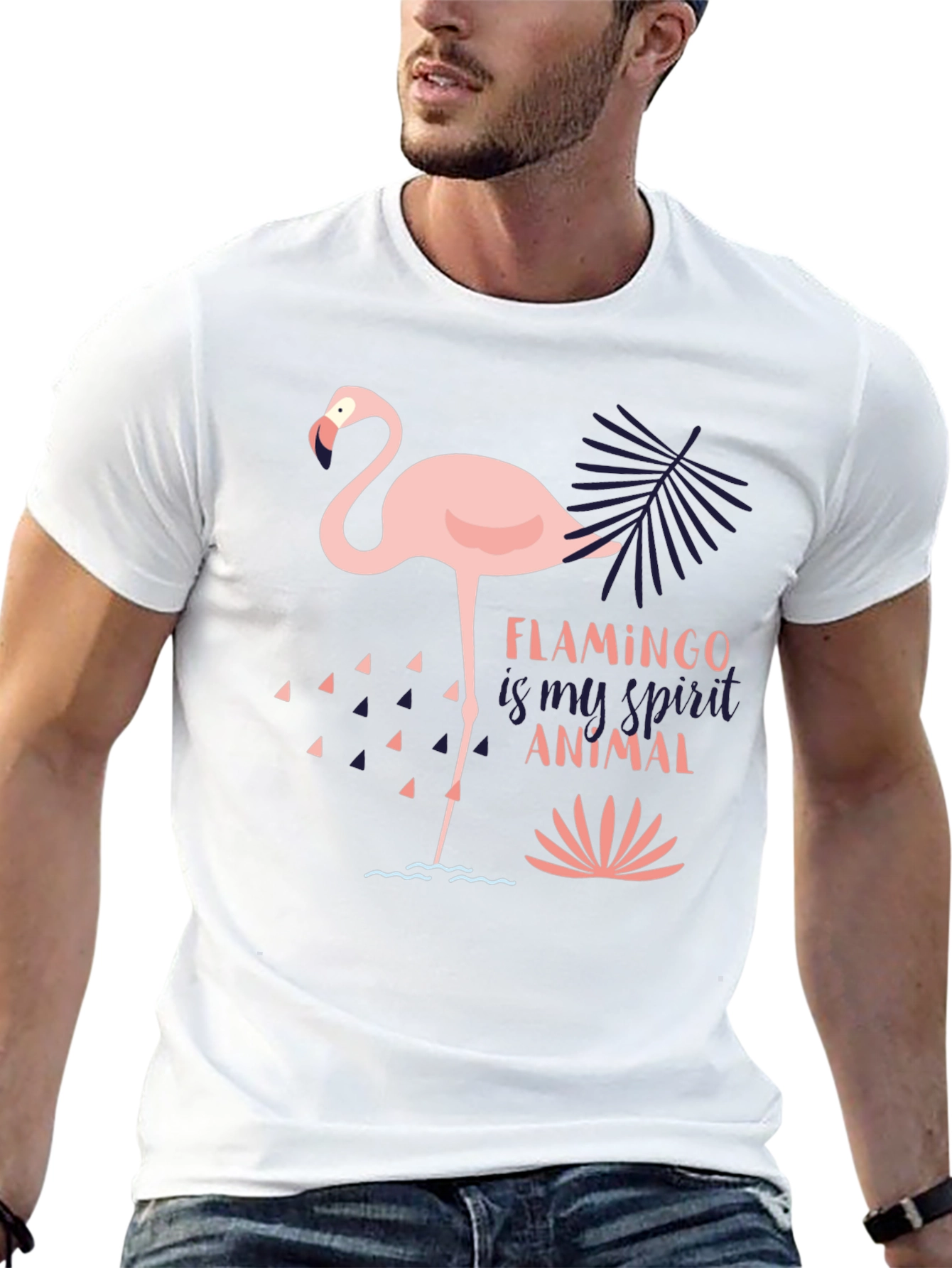Flamingo Spirit Animal Graphic Tee - Black T-Shirt
