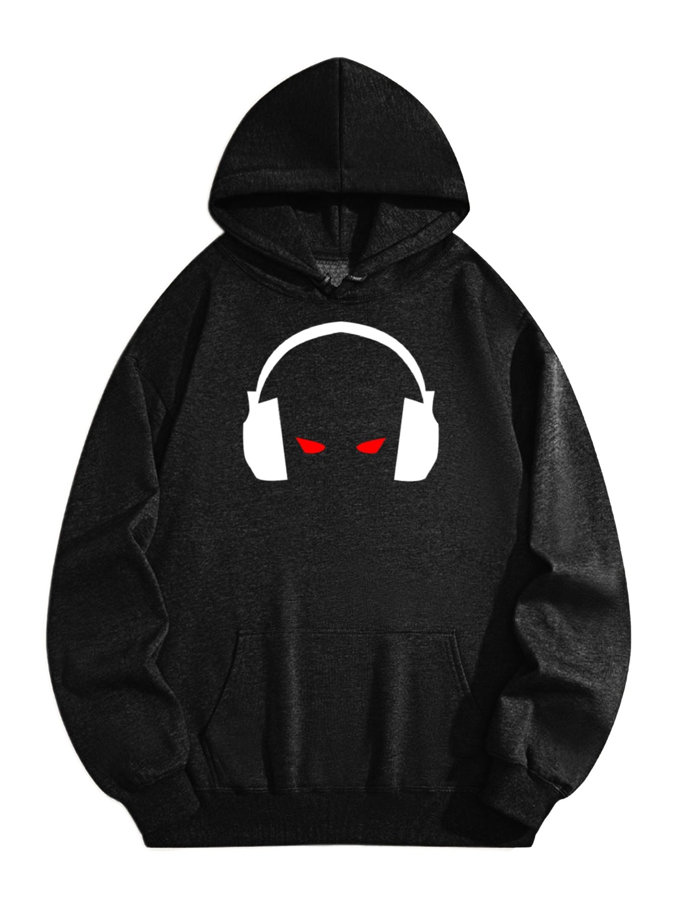 Gamer Headphones Hoodie – Minimalist Red Eyes Graphic Sweatshirt, Cool Tech Streetwear Pullover for Gamers & Streamers