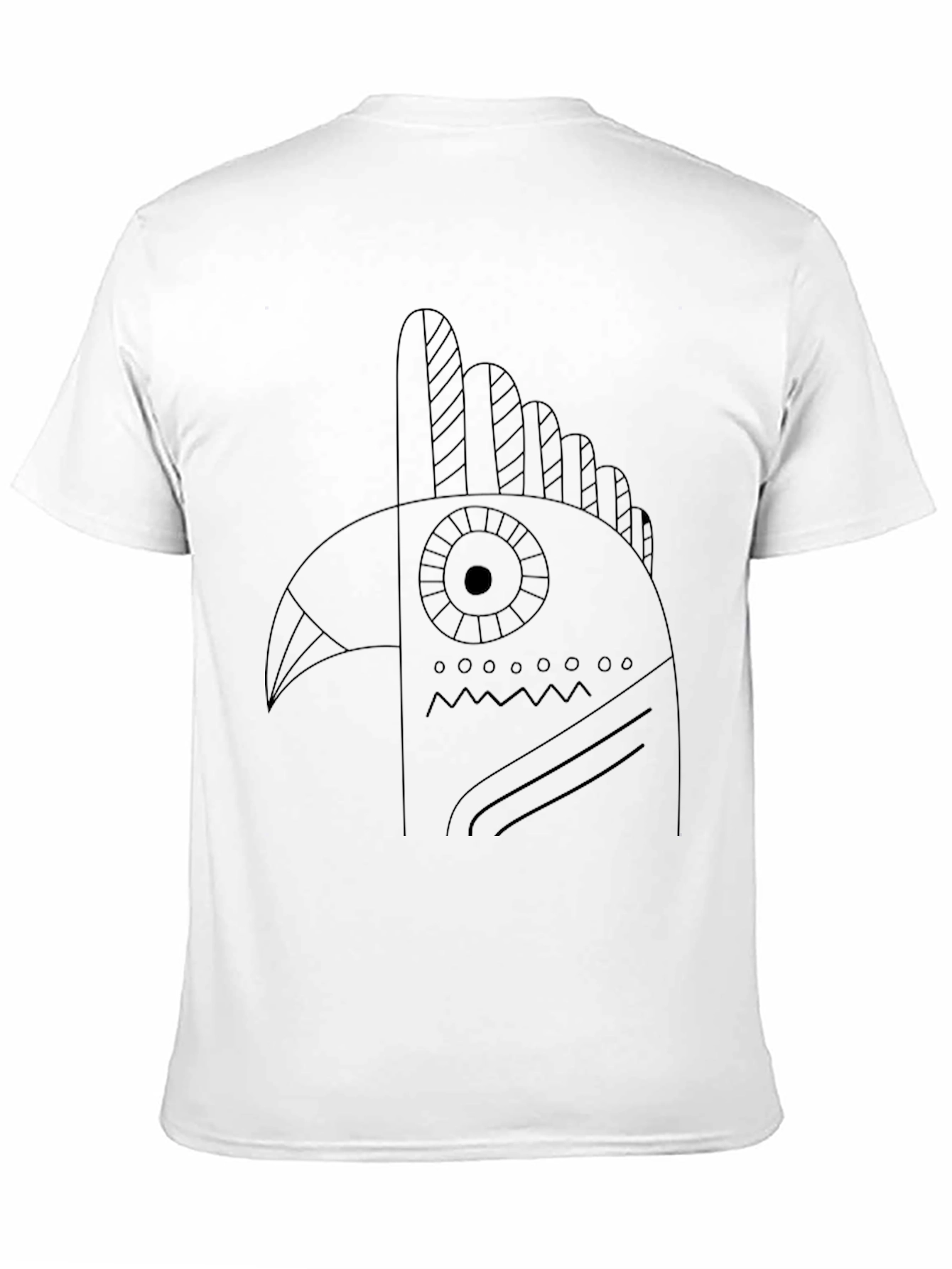Abstract Bird Graphic Black T-Shirt