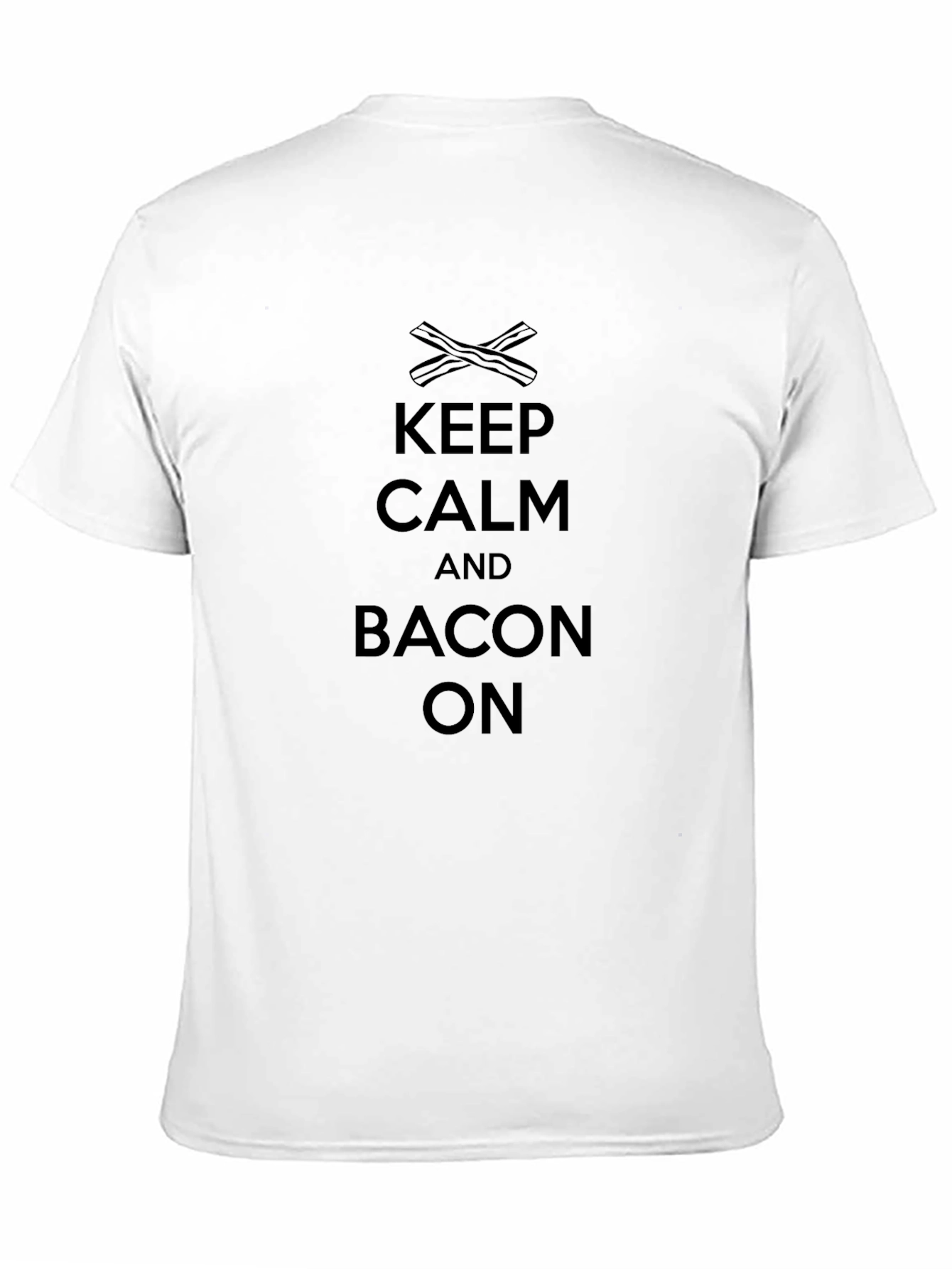 Keep Calm and Bacon On - Black T-Shirt