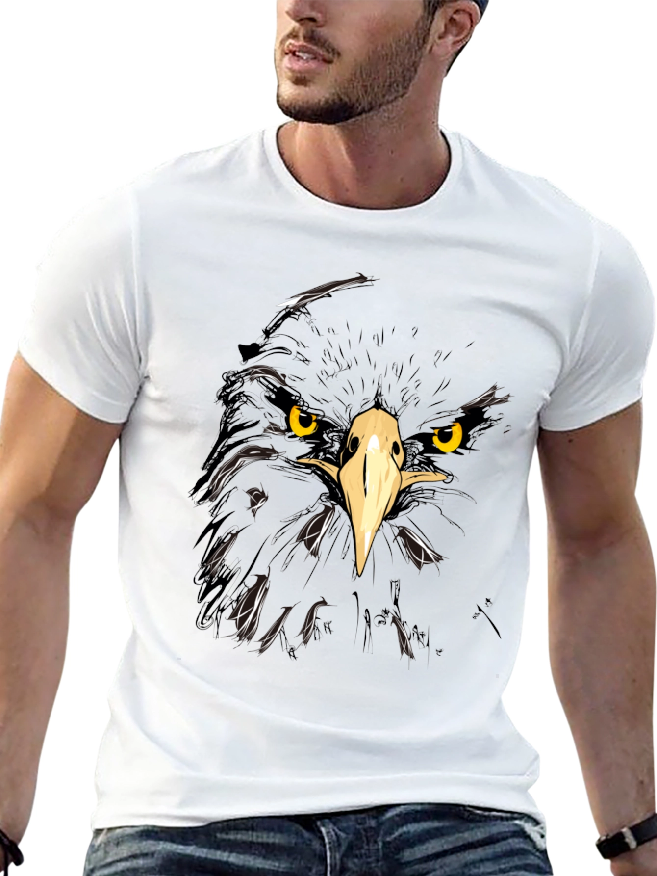 Eagle Graphic Black T-Shirt - Bold Animal Print Tee